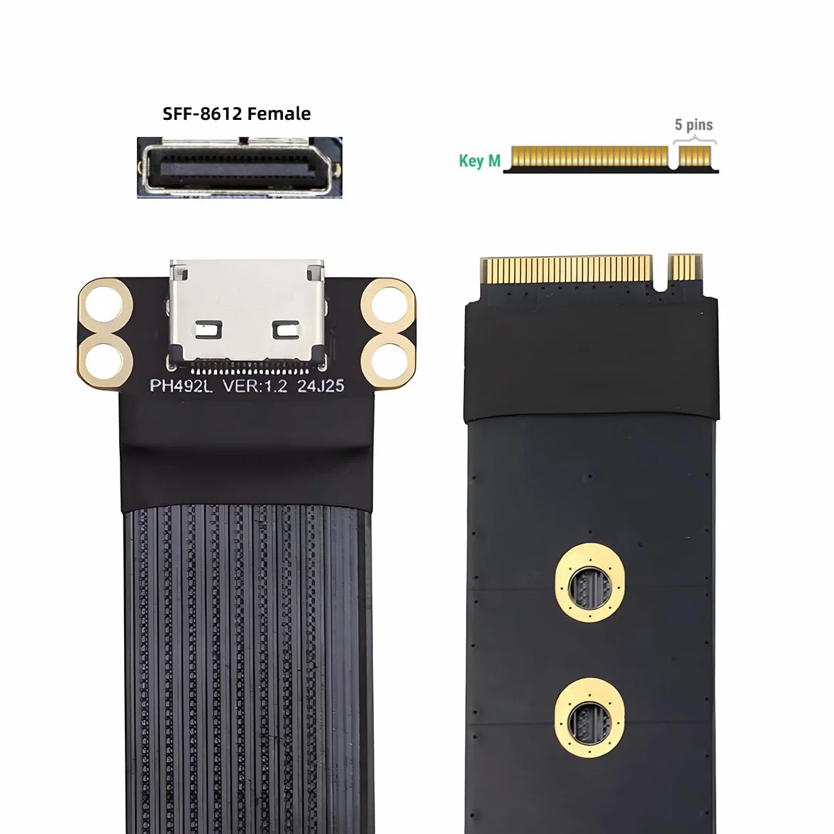 Câble hôte 2280 NGFF PCI-E4.0 M.2 M-key vers Oculink SFF-8612 SFF-8611 15 cm pour NVME U.2 SSD Egpu