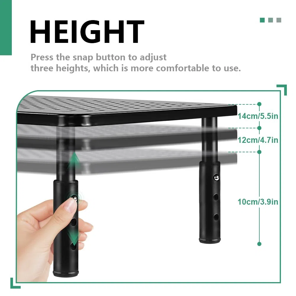 FURWOO Lot de 2 supports pour ordinateur portable support de bureau pour moniteur ordinateur imprimante ordinateur portable rehausseur d'ordinateur portable réglable sur 3 hauteurs
