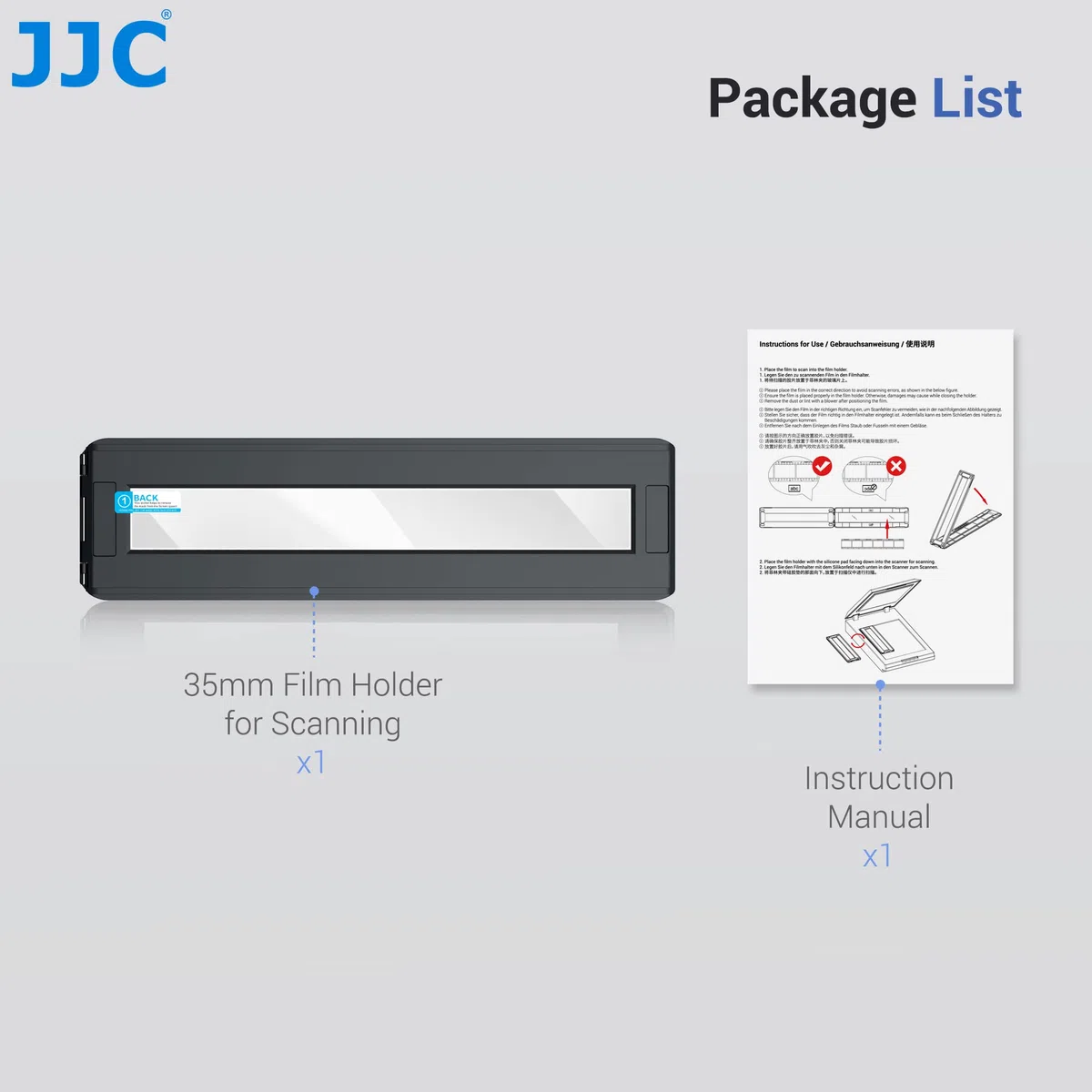 JJC Support Film Négatif 35mm, Support Magnétique Coulissant pour Scanner Films de 24 x 36mm sur Scanner Plat Standard avec Rétroéclairage Zone de Numérisation de l'unité Transparente 228,5 x 27,9mm