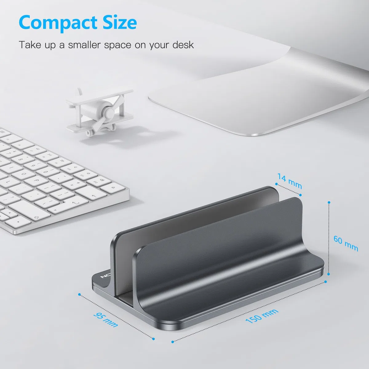 OMOTON Support Vertical réglable en Aluminium pour Ordinateur Portable pour MacBook Pro/Air, etc. (jusqu'à 17,3 Pouces)，Gris