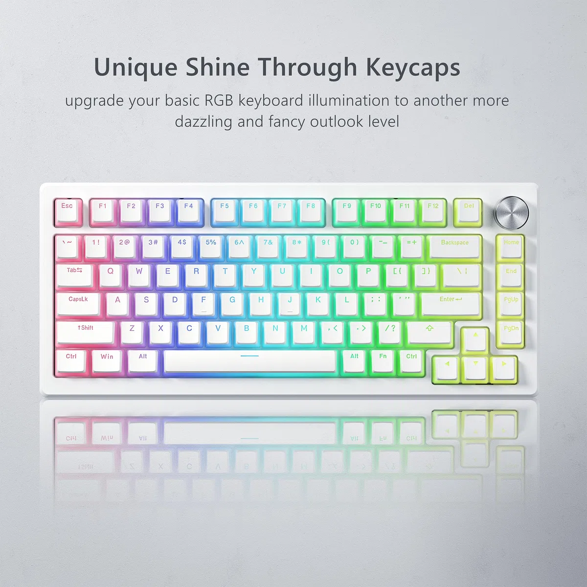 Womier Pudding, Touches PBT Blanches, 100% Clavier, 130 Touches, Touches Brillantes, Touches de Clavier personnalisées, Profil OEM pour commutateurs à Tige MX 100%, 75%, 65%, 60% - Blanc