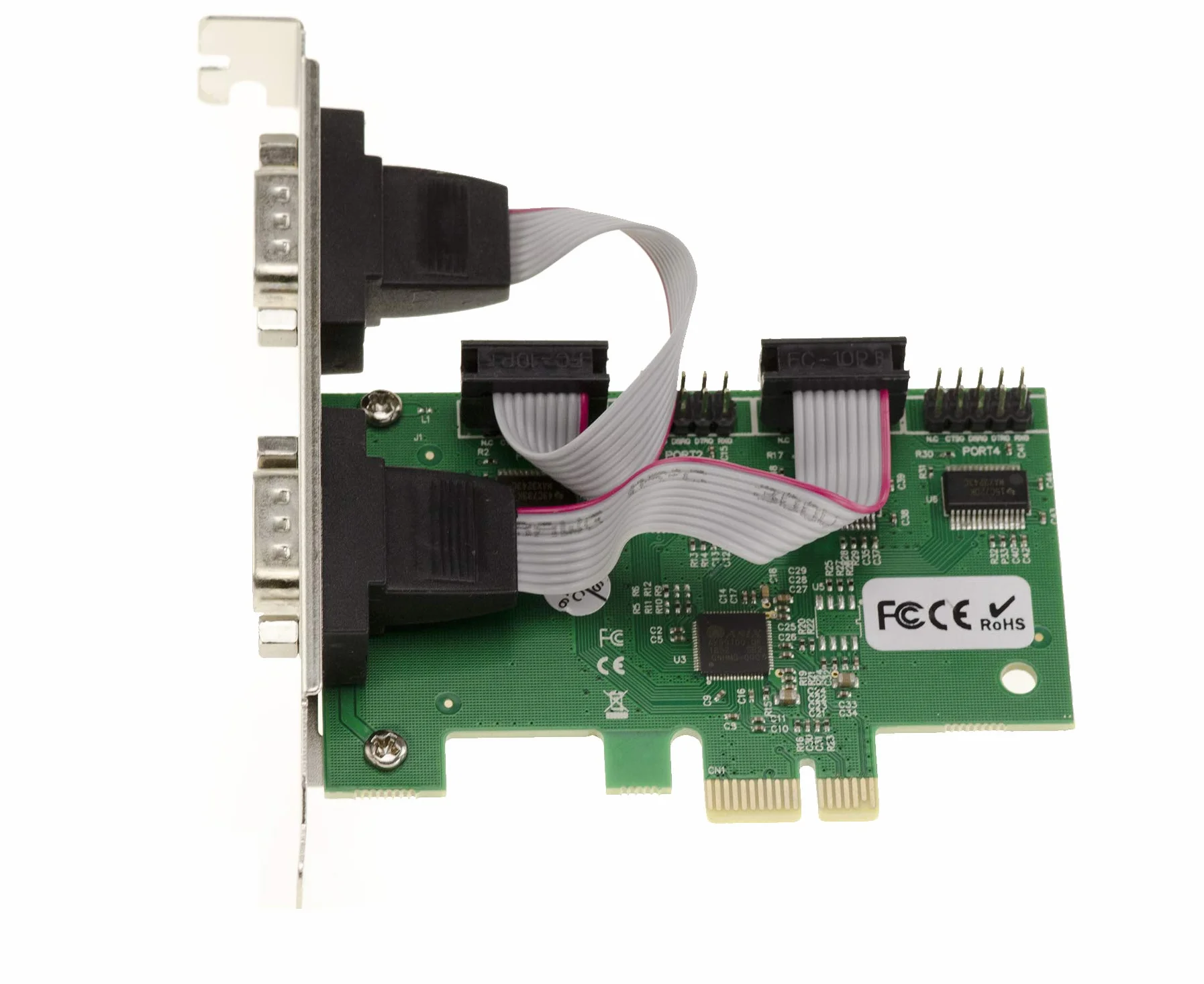 KALEA-INFORMATIQUE Carte contrôleur PCI Express PCIe Série RS232 4 Ports avec Chipset ASIX AX99100. avec équerres Low et High Profile