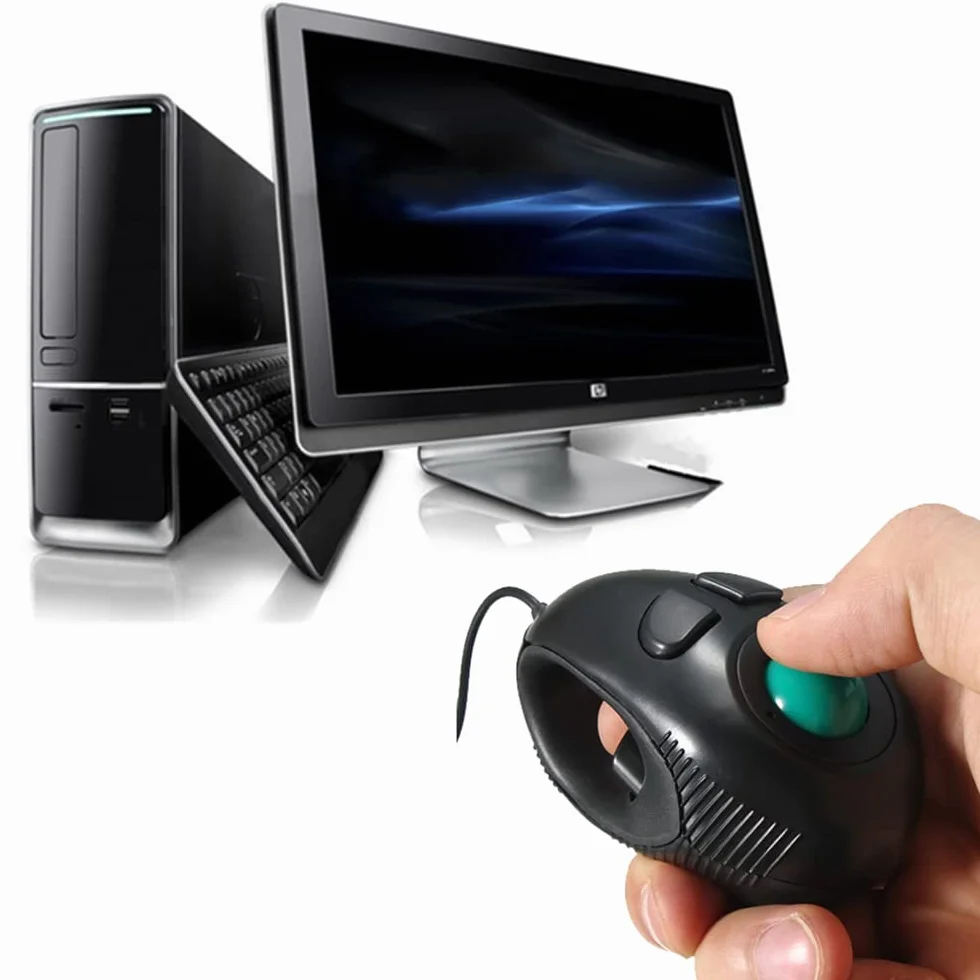 Générique Nouvelle Souris à Main pour Doigts, 4DB Mini Souris Trackball Souris Filaire Portable avec contrôle du Pouce pour Ordinateur PC Convient aux droitiers et aux gauchers