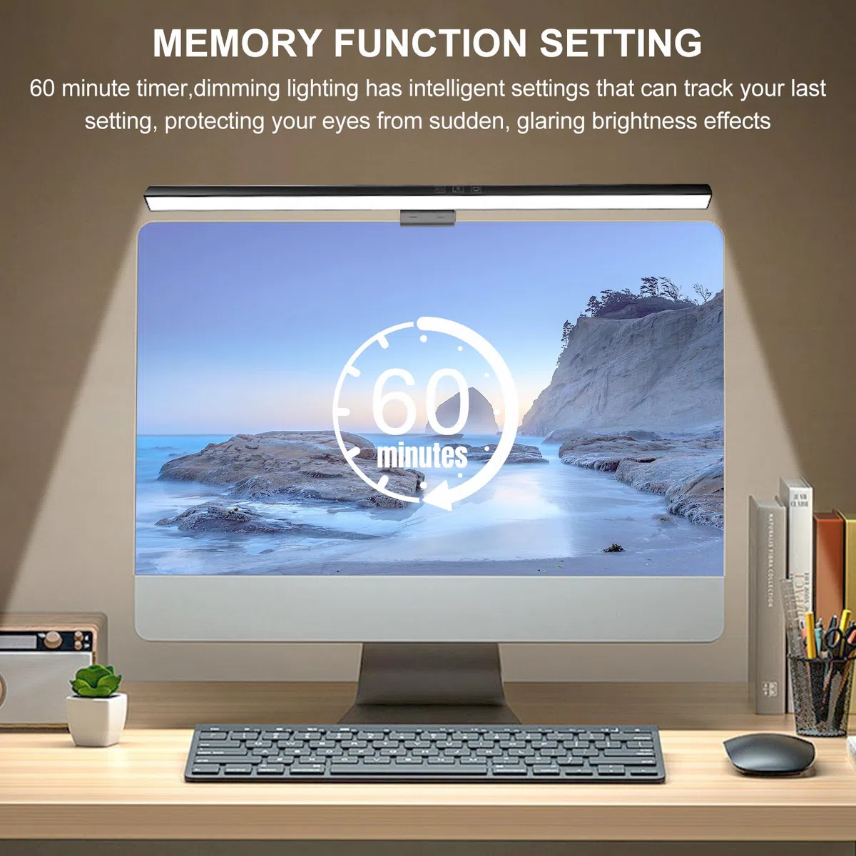Lampe de moniteur d'ordinateur 40 cm avec contrôle tactile, lampe d'écran avec lumière anti-bleue, lampe de bureau LED USB avec luminosité réglable en 3 températures de couleur pour ordinateur, bureau
