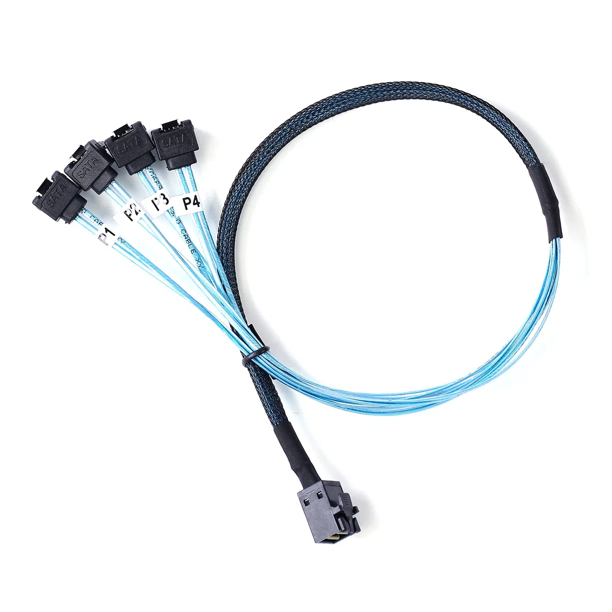 ADCAUDX SFF-8643 vers SATA : 0,5 m Mini SAS vers SATA 90 degrés angle droit vers l'avant câble de dérivation Mini SAS HD SFF 8643 contrôleur vers disque dur (1,6 FT)