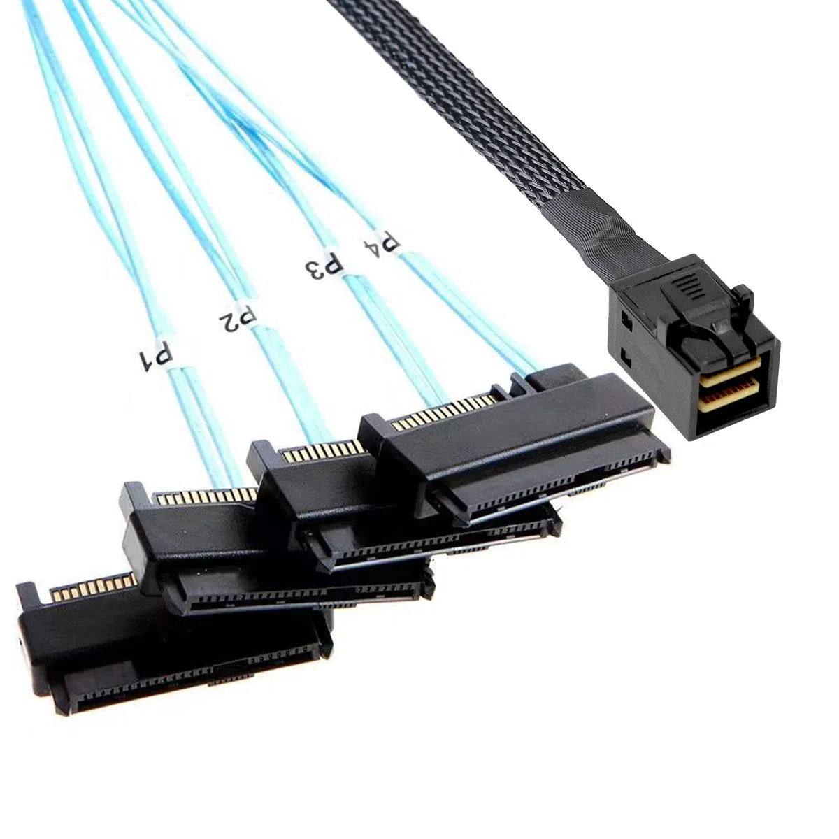ADCAUDX Câble Mini-SAS vers SAS : 0,5 m SFF-8643 vers SAS SFF-8643 vers SFF-8482 Connecteur 4X SFF-8482 avec câble adaptateur d'alimentation SATA (1,6 FT)