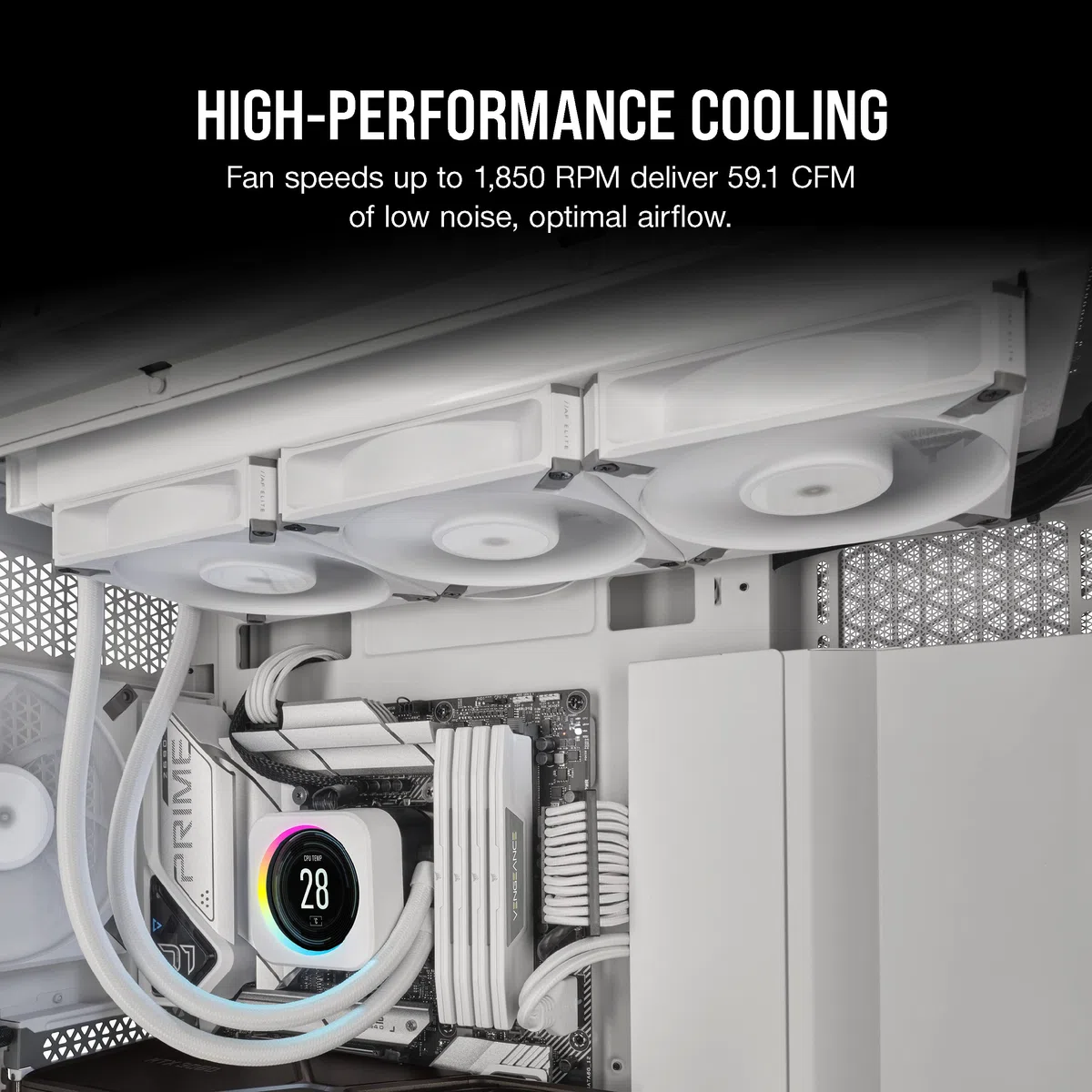 Corsair iCUE AF120 RGB ELITE 120mm PWM Kit de Trois Ventilateurs - Huit LED RGB Par Ventilateur - Technologie AirGuide - Palier Fluid Dynamic - Contrôleur iCUE Lighting Node CORE Inclus - Noir