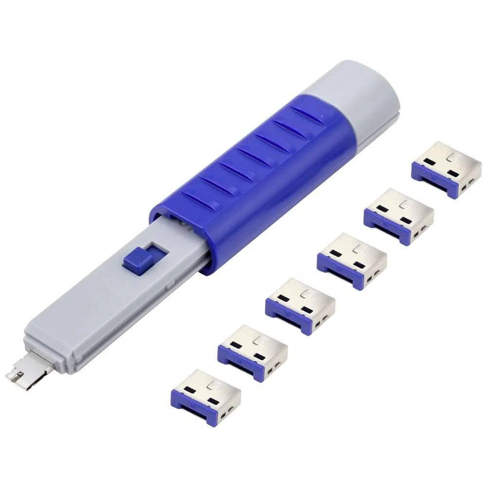 Renkforce Verrouillage de port USB RF-4714586 jeu de 6 argent, bleu avec 1 clé RF-4714586