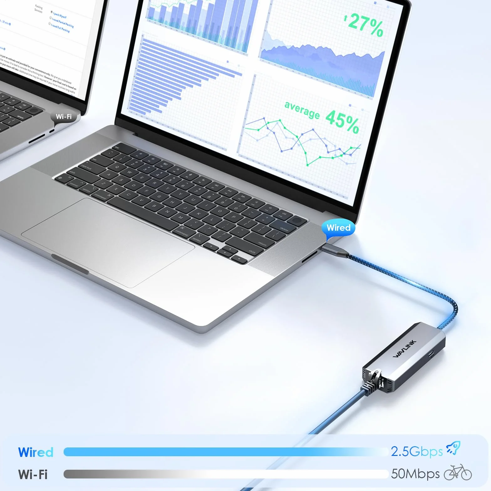 WAVLINK Adaptateur USB-C vers Ethernet, 2.5 Gbps RJ45 Plug and Play Adaptateur réseau, Adaptateur Internet Filaire avec PD 95W, Compatible avec Windows/Mac OS/iOS/Linux/Chrome OS