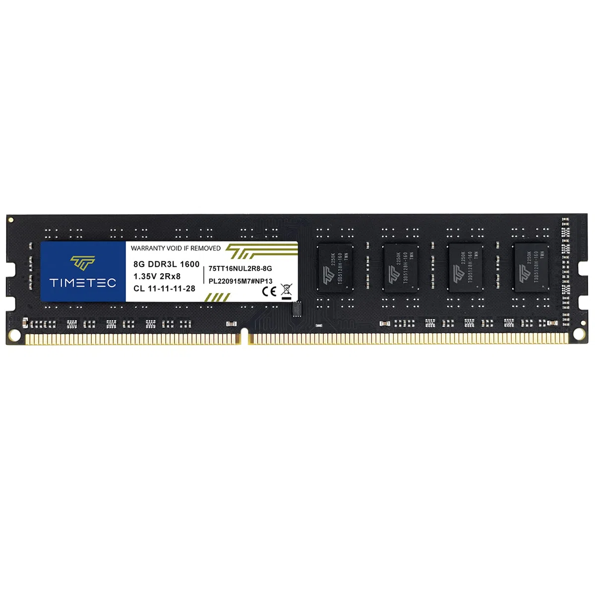 Timetec 8 Go DDR3L/DDR3 1600MHz PC3L-12800/PC3-12800 (PC3-12800U) Non-ECC sans Tampon 1.35V/1.5V CL11 2Rx8 Double Rang 240 Broches UDIMM Ordinateur de Bureau mémoire RAM Module Mise à Niveau