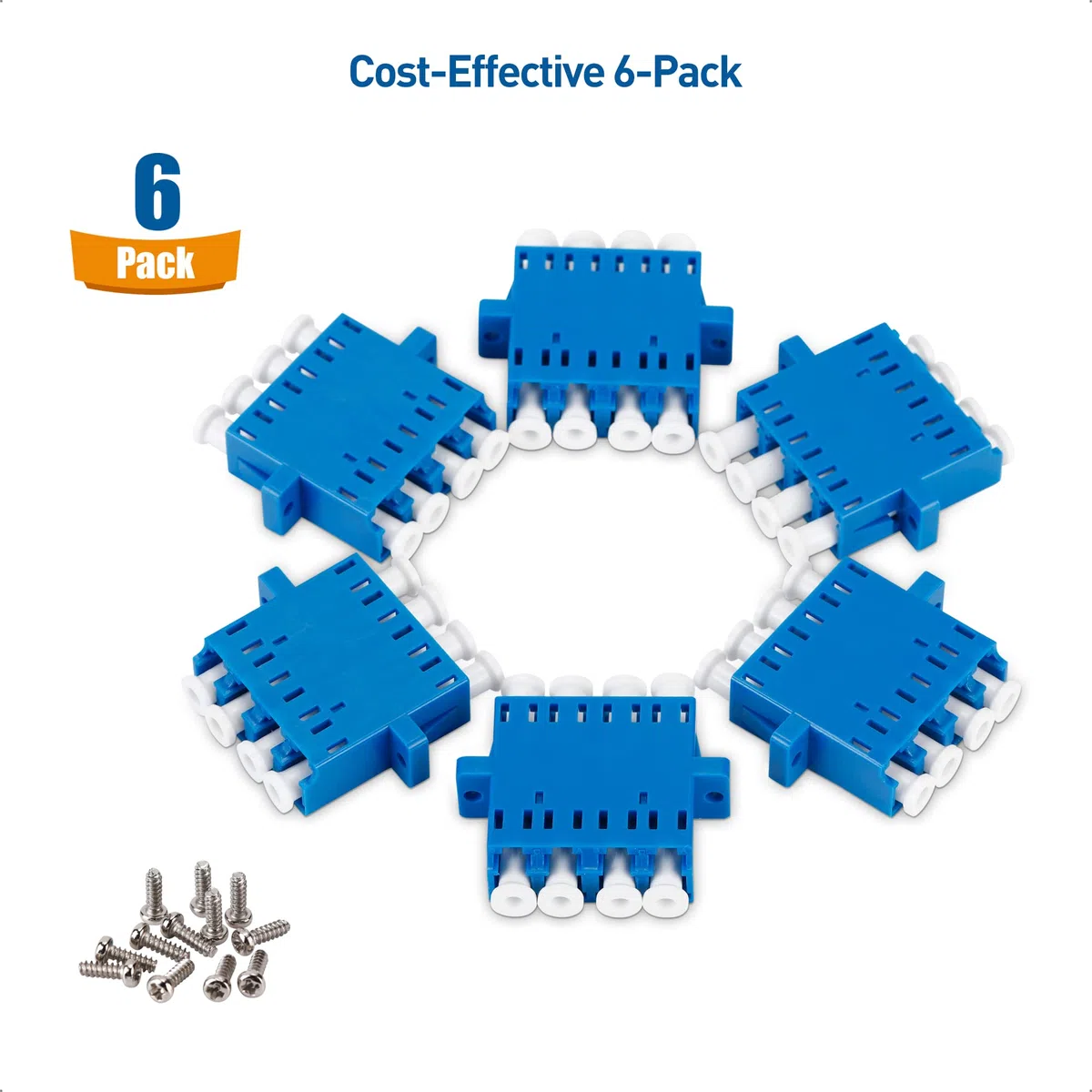 Cable Matters Lot de 6 adaptateurs fibre optique LC vers LC UPC Quad OS2, coupleur de fibre optique OS2 LC