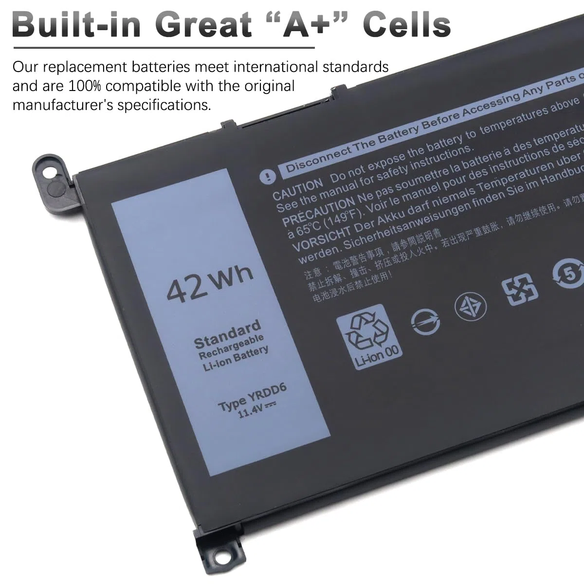 42Wh YRDD6 1VX1H Batterie pour Dell Inspiron 3583 3593 3501 5584 5593 3793 5482 5485 3582 3584 5582 5594 5598 5585 5590 3493 5493 5481 5493 7586 5491 2-in-1 Vostro 5490 5590 3491 Latitude 3310
