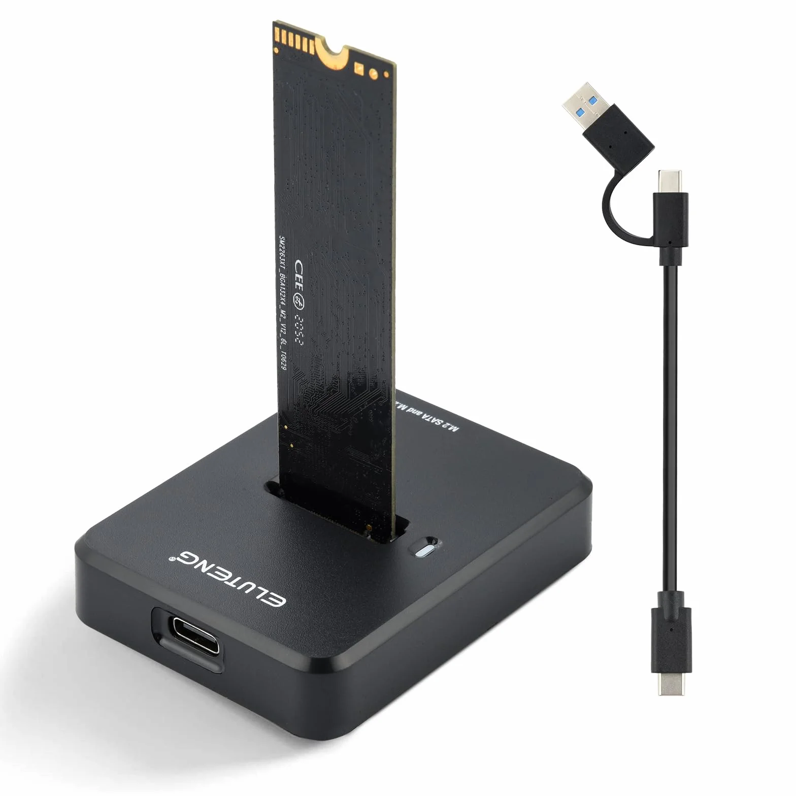 ELUTENG Station D’Accueil M.2 NVME & SATA, Boîtier Externe SSD NVMe USB 3.1 10 Gbps vers USB pour clé M-Key B&M-Key, Adaptateur Double Protocole pour SSD 2230/2242/2260/228