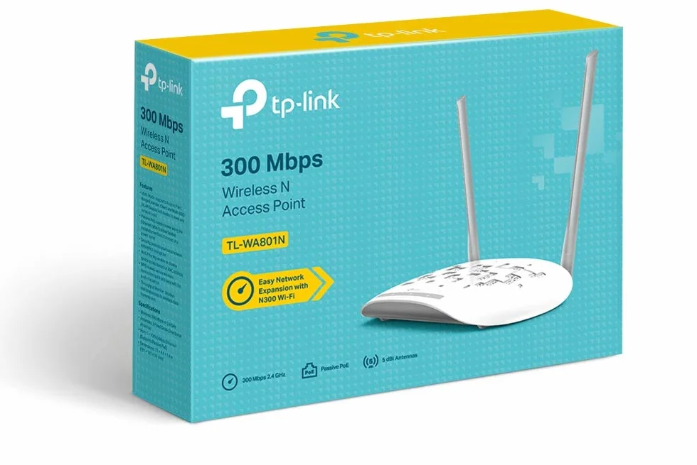 TP-Link 300 Mbps Wireless N Access Point, Passive PoE Power Injector, 10/100M Ethernet Port (TL-WA801N)