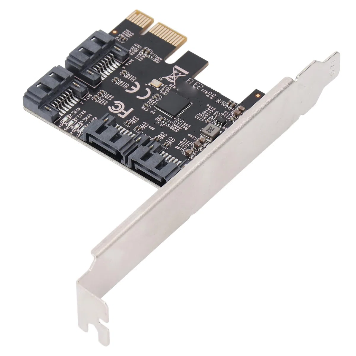Carte D'extension PCI-E SATA 4 Ports PCI-E X1 vers SATA 3.0, Carte Contrôleur 6Gbps, Adaptateur PCI Express SATA3 Haute Vitesse pour Ordinateur de Bureau