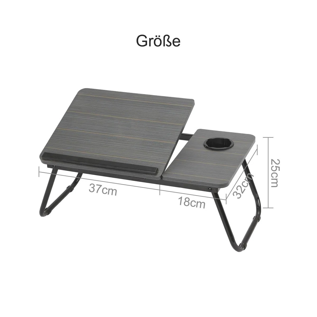 Table de Lit Pliable pour Ordinateur Portable 55x32cm Plateau Multifonction avec Porte-Gobelet Bureau Portable pour Lecture Petit-Déjeuner (Noir)