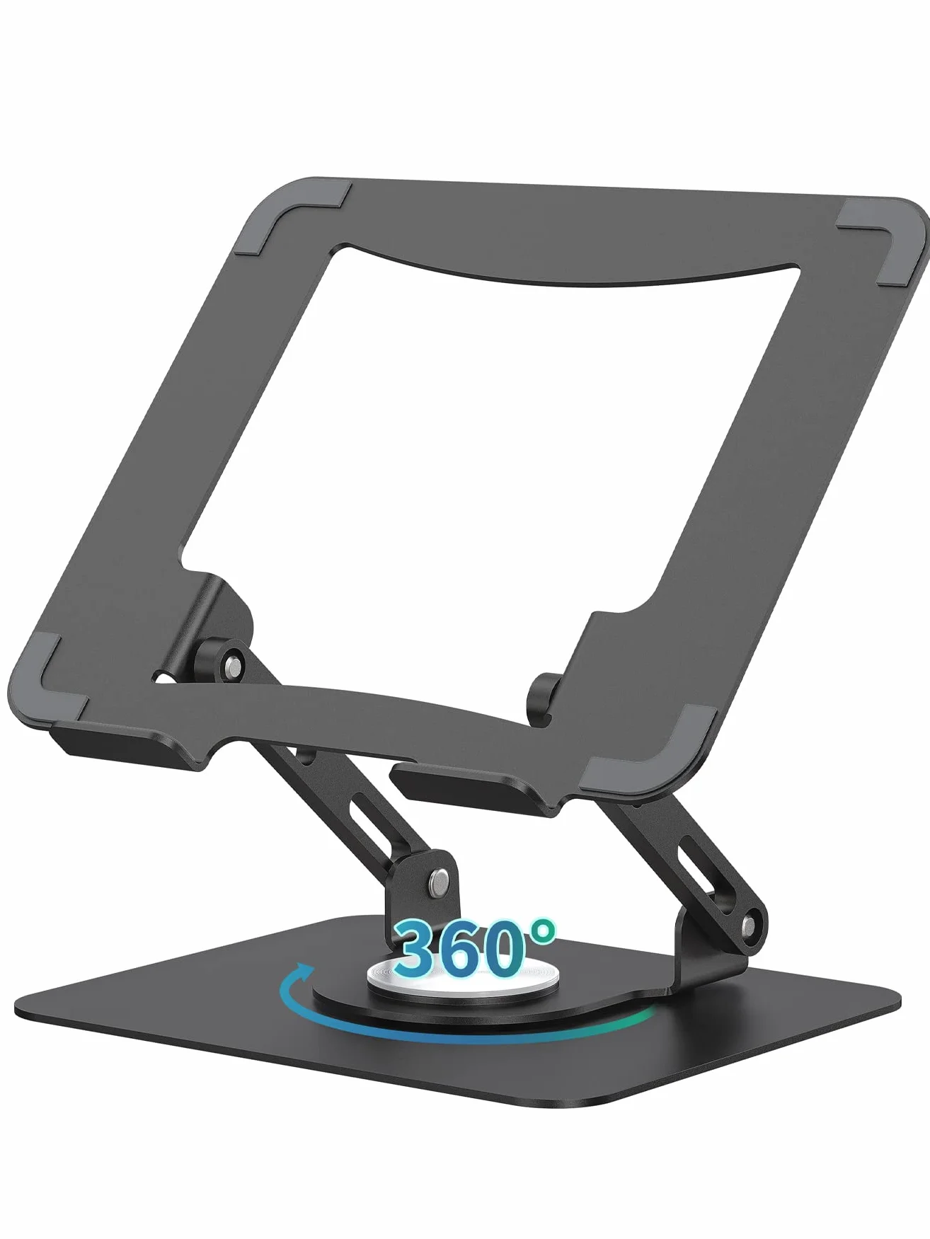 SOUNDANCE Support pour Ordinateur Portable avec Base rotative à 360°, rehausseur Ergonomique pour Bureau, Hauteur réglable Multi-Angle, Support Pliable, Support en métal Stable de 10 à 15,6", Noir
