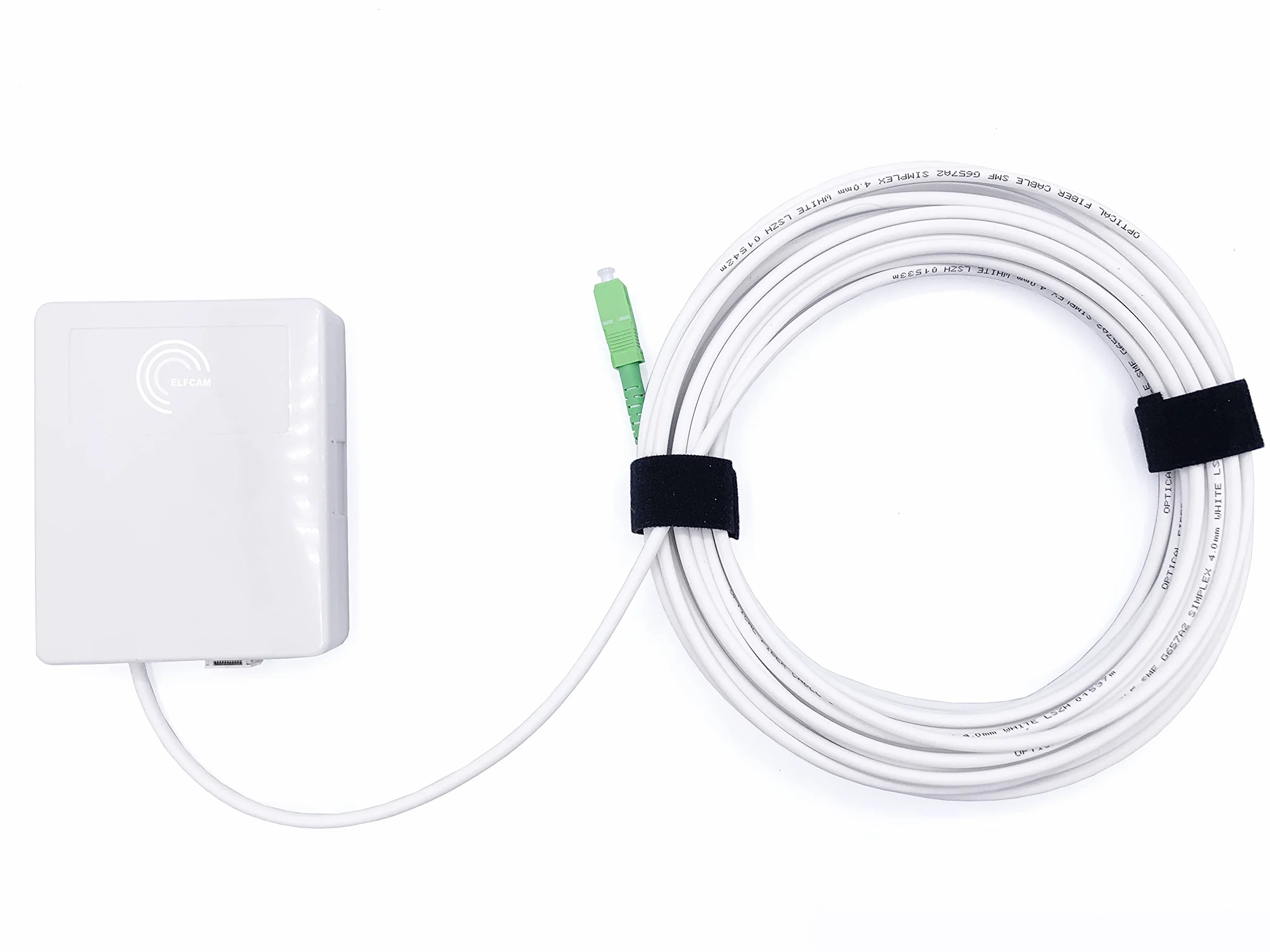 Elfcam - 20 Mètres Cable Fibre Optique Renforcé SC/APC à SC/APC Simplex Monomode (Diamètre: 3,0mm), Equipé d'une PTO, Rallonge Utilisée pour Déplacer le Boîtier Fibre, Sans la Moindre Perte de Débit