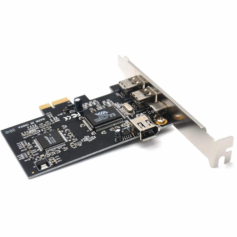 Carte d'extension Firewire PCIe 3 ports 1394A PCI Express (1 x) vers contrôleur externe IEEE 1394 (2 x 6 broches + 1 x 4 broches) avec support bas profil pour PC de bureau et connecteur DV