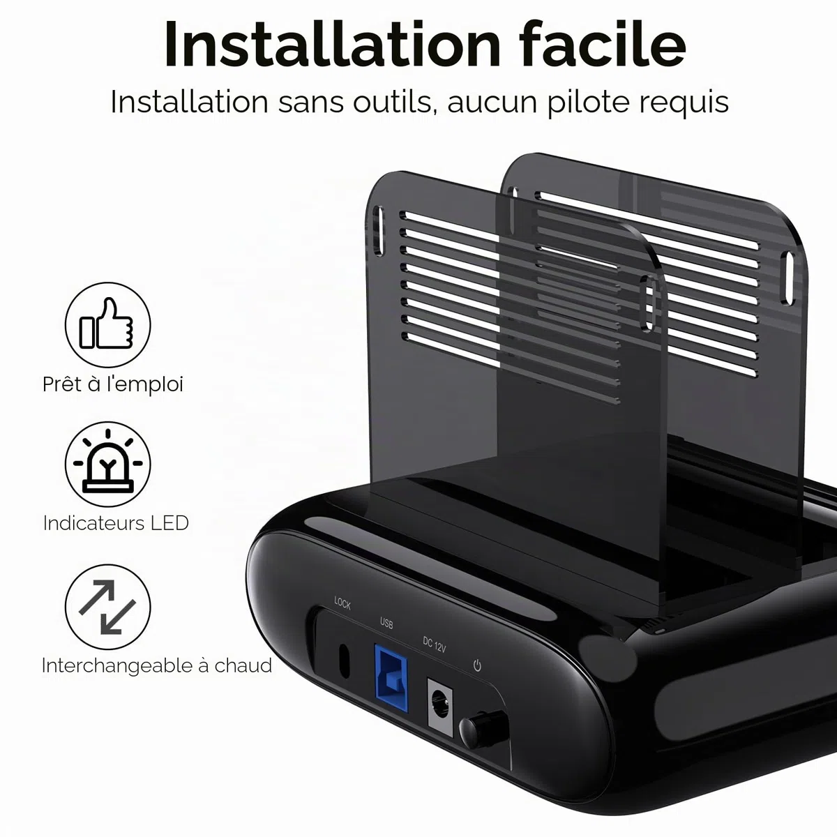 Wavlink Station d'accueil pour disques durs externes Support 2x20TB,USB 3.0 vers SATA I/II/III pour disques durs de 2,5 ou 3,5 Pouces,SSD avec Fonction de clonage Hors Ligne,Support UASP SATA 5Gbps