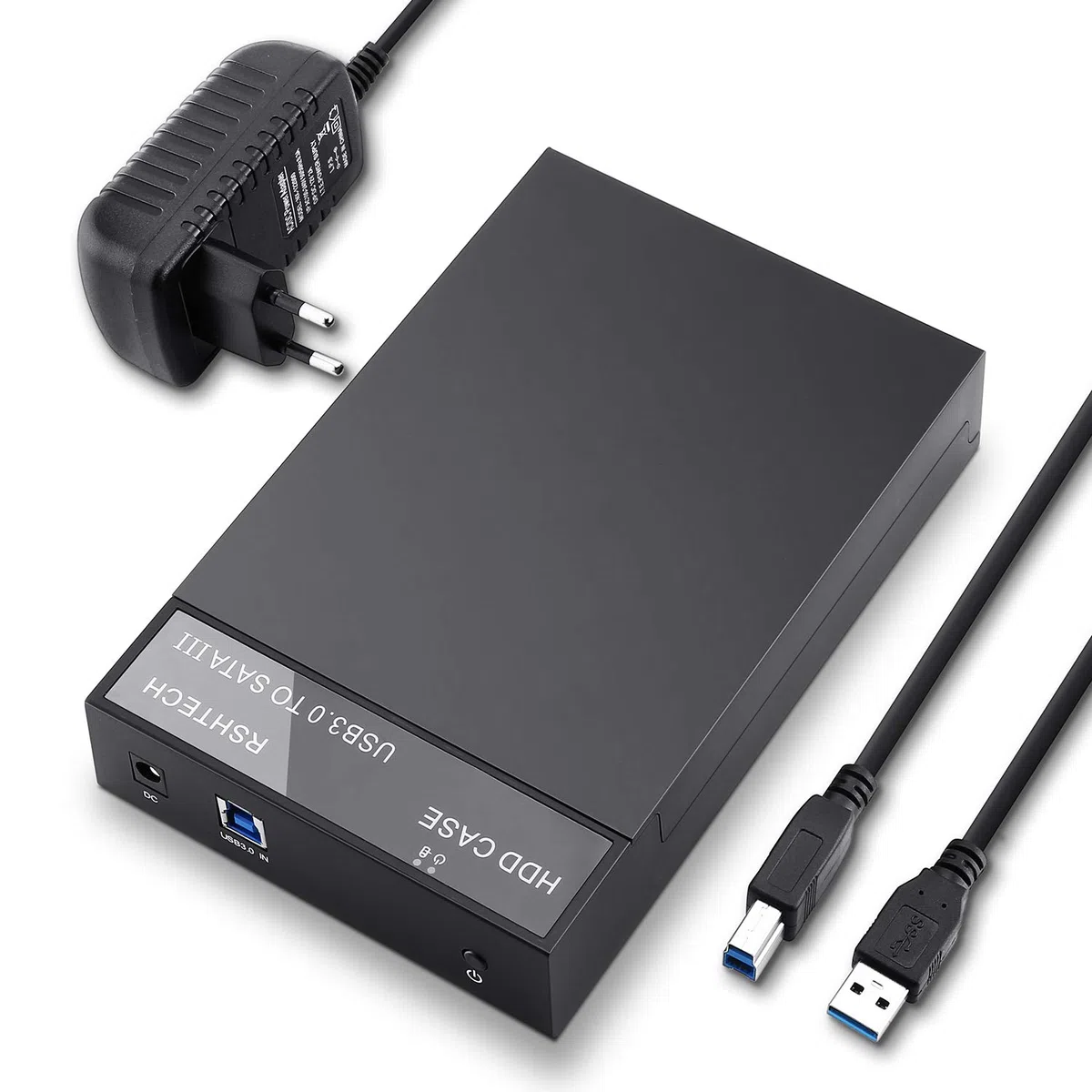 RSHTECH Boitier Disque Dur Externe USB 3.0 pour 2.5" 3.5" SATA HDD SSD Prend en Charge jusqu'à 6 Gbit/s, Disque Dur 16 to et UASP, livré avec 24W(12V/2A) Alimentation et Câble USB 3.0, Noir (RSH-319)