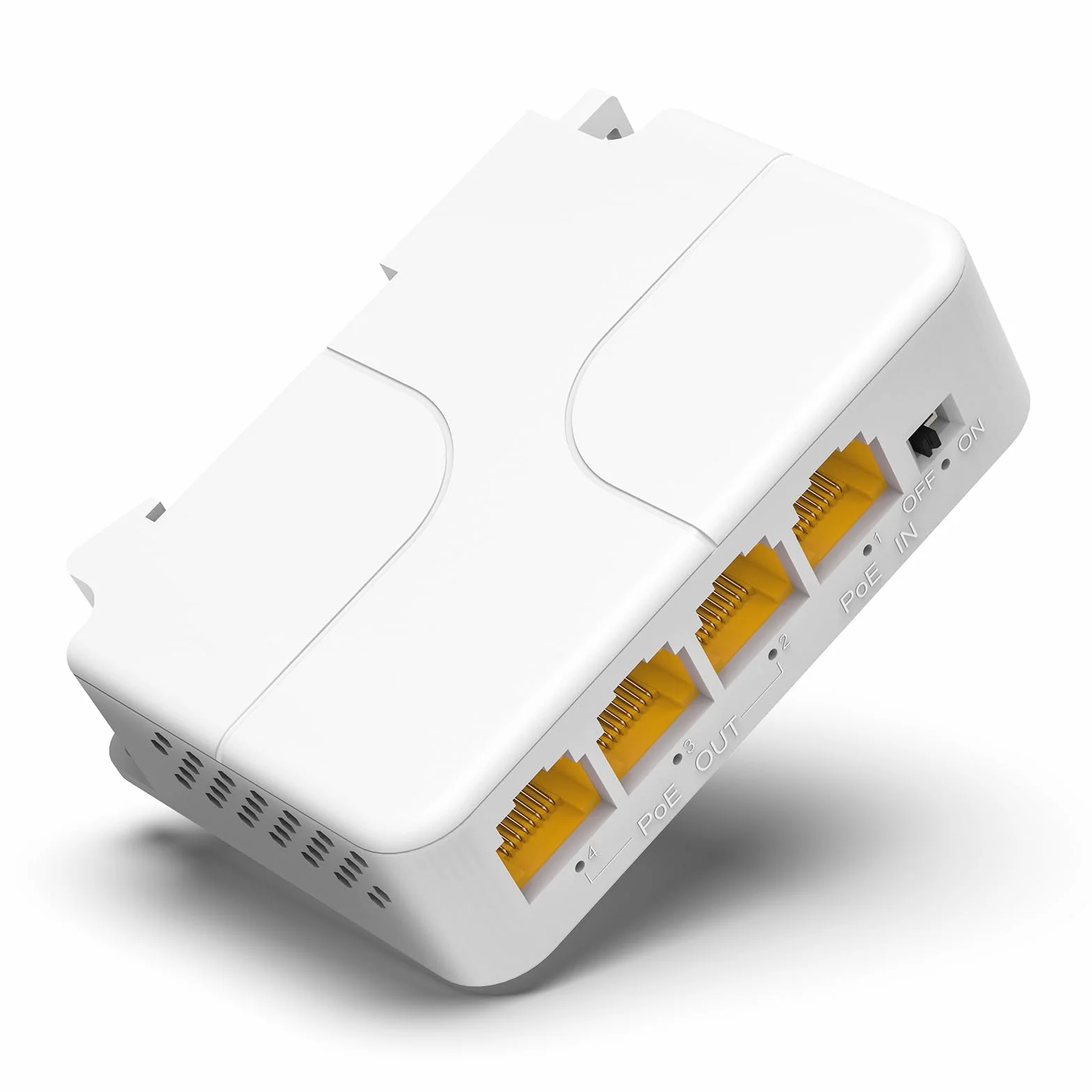 VIMIN Extendeur PoE Gigabit 4 Ports, 1 in 3 Out Répéteur PoE Intérieur Compatible IEEE802.3af/at + 1000 Mbps, Montage Mural et sur Rail DIN, Distance de Transmission de 100 m (328 pi), Plug & Play