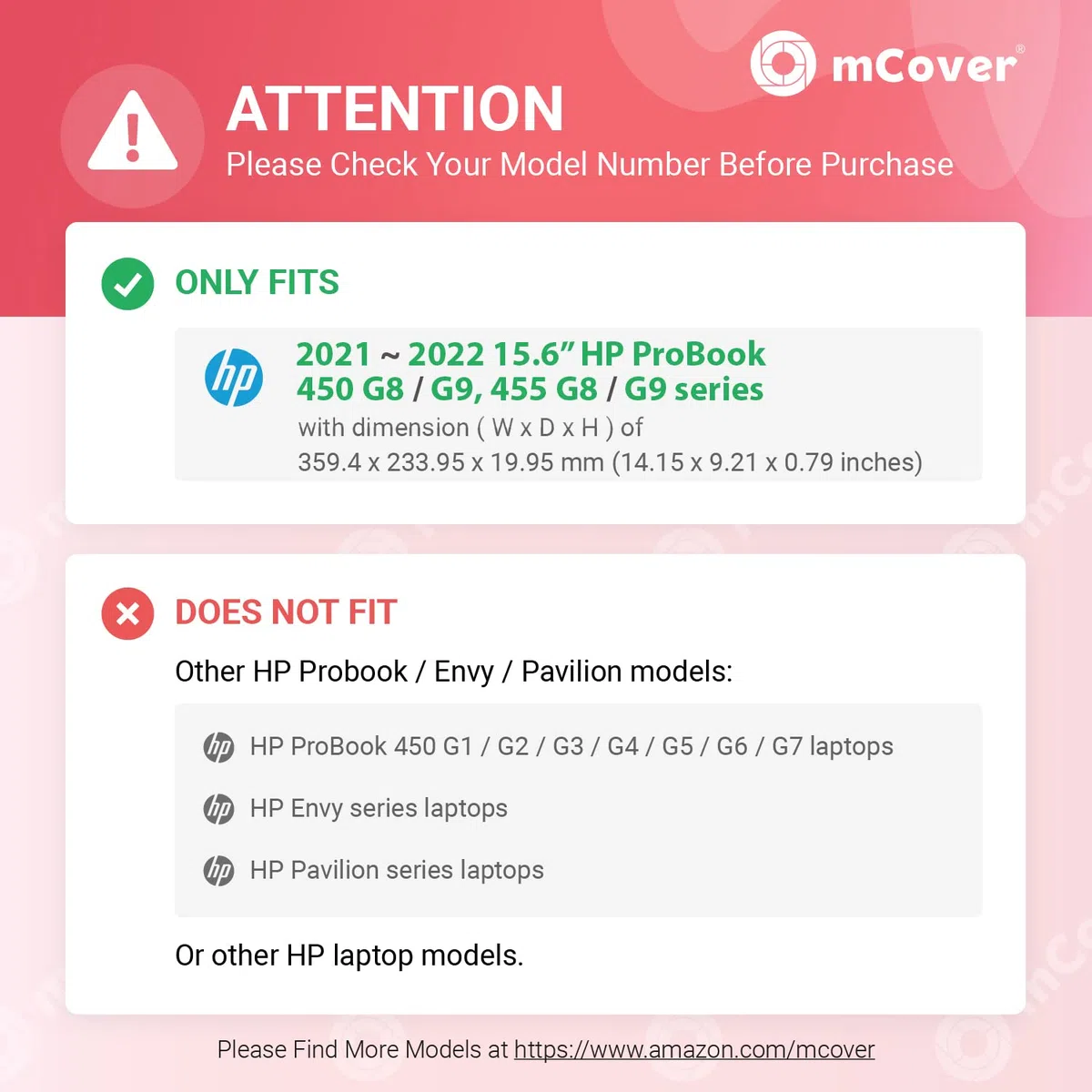 Coque mCover Compatible avec Les Ordinateurs Portables HP ProBook 450 G8/G9 et 455 G8/G9 Series 2021~2022 15,6" Uniquement (ne Convient Pas aux Autres modèles HP) Bleu
