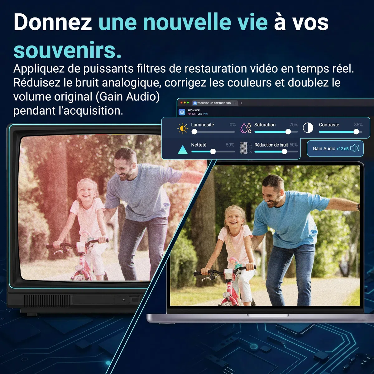 TechSide Video Capture 2026: convertisseur VHS numerique Analogique USB 2.0 | Carte d Acquisition | Capture Video Adaptateur VHS / Hi8 pour Magnétoscope VHS Neuf Windows 11/10