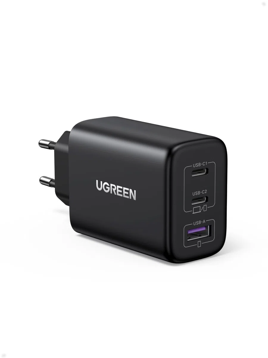 UGREEN Zapix 65W Chargeur USB C Rapide 3 Ports GaN Tech Compatible avec iPhone 17 Pro Max Air 16 15 14 13 12 iPad MacBook Neo Air Pro M5 M4 M3 M2 M1 Galaxy S26 S25 S24 A15 Pixel 10 9 8 XPS (Noir)