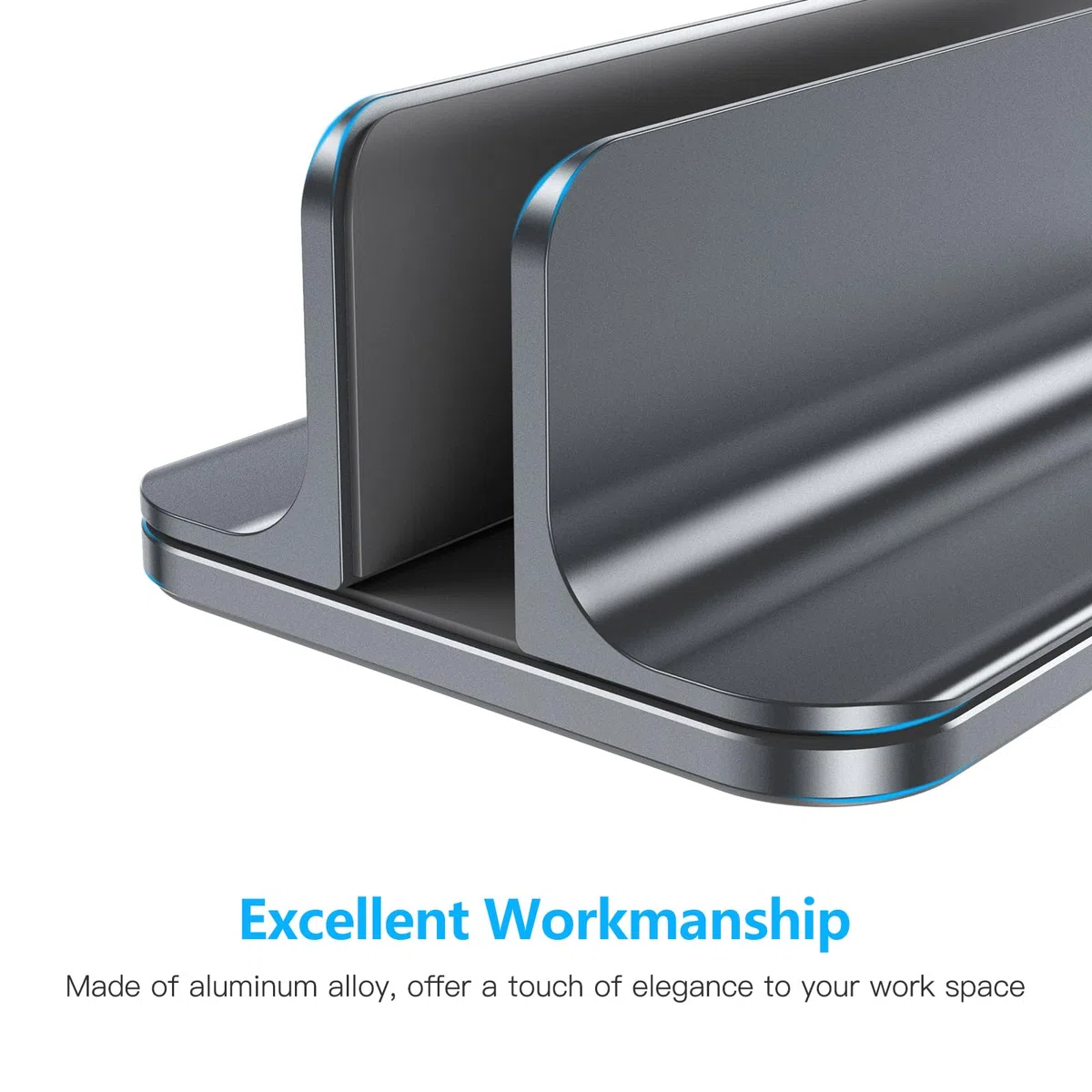 OMOTON Support Vertical réglable en Aluminium pour Ordinateur Portable pour MacBook Pro/Air, etc. (jusqu'à 17,3 Pouces)，Gris