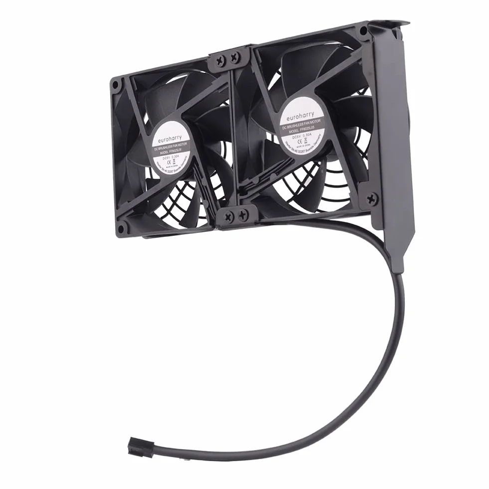 Ventilateur de Carte Graphique 2 x 92 mm - Flux d'Air Élevé, Refroidisseur de Support PCI - GPU, Compatible 5V, 7V, 12V et Carte Mère