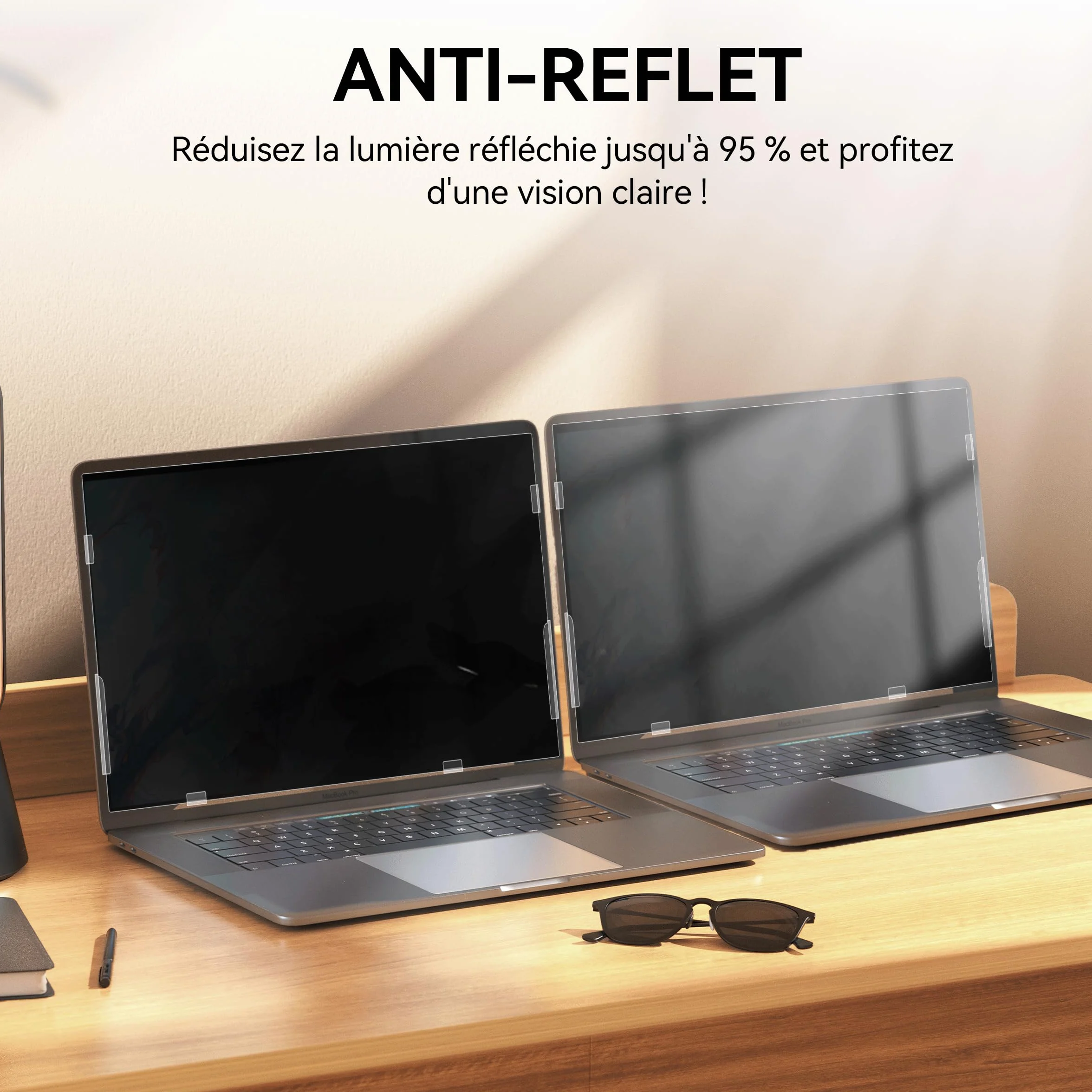 Filtre de Confidentialité 13,3 Pouces 16:10, Film Ecran Ordinateur Portable Compatible avec HP/Dell/Acer/Lenovo/Thinkpad/Envy, Amovible Anti Espion/Lumiere Bleue Protection Ecran Laptop