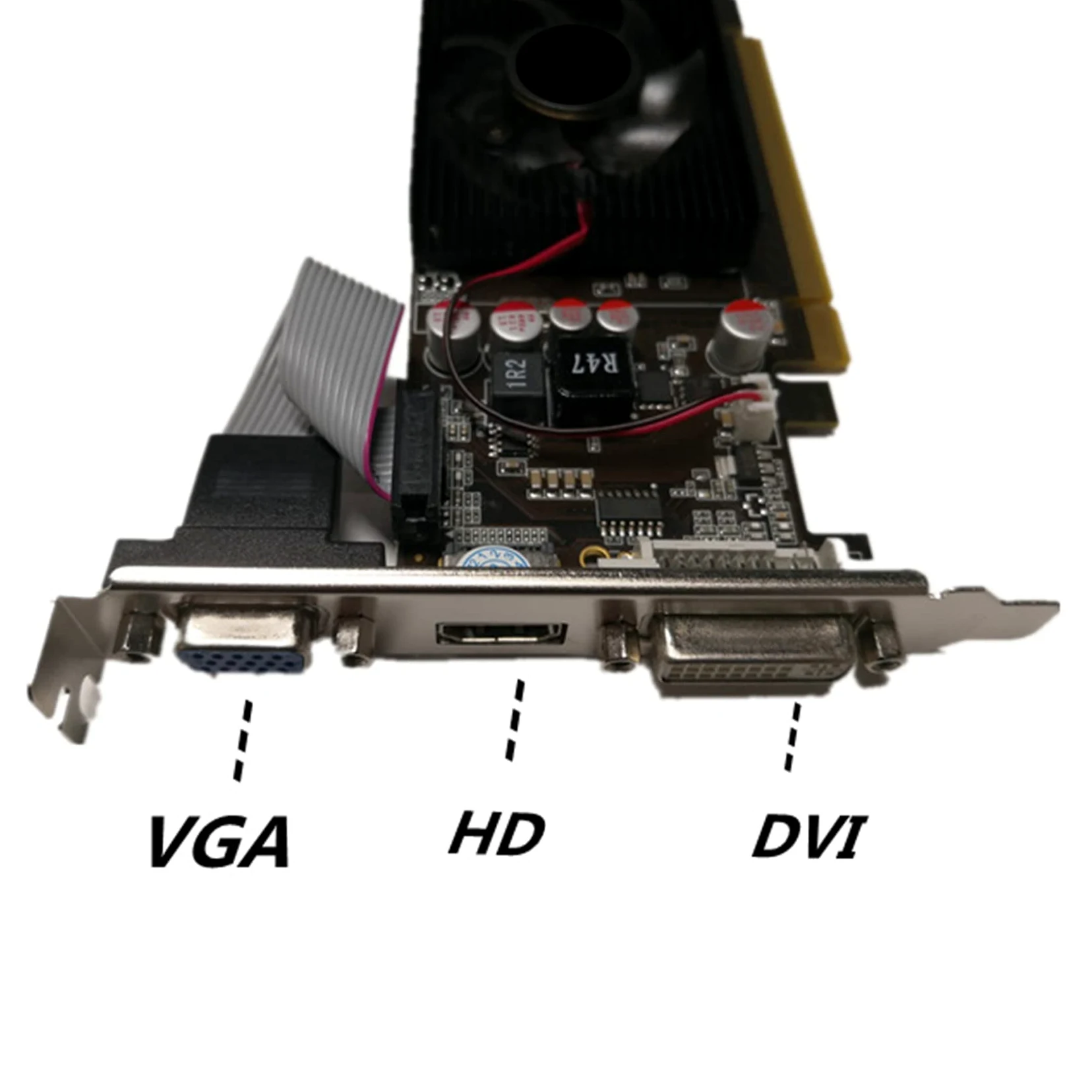 Carte Graphique GT210 1 Go DDR2 64 Bits PCIE 2.0 GPU Carte VidéO de Bureau DVI VGA Compatible