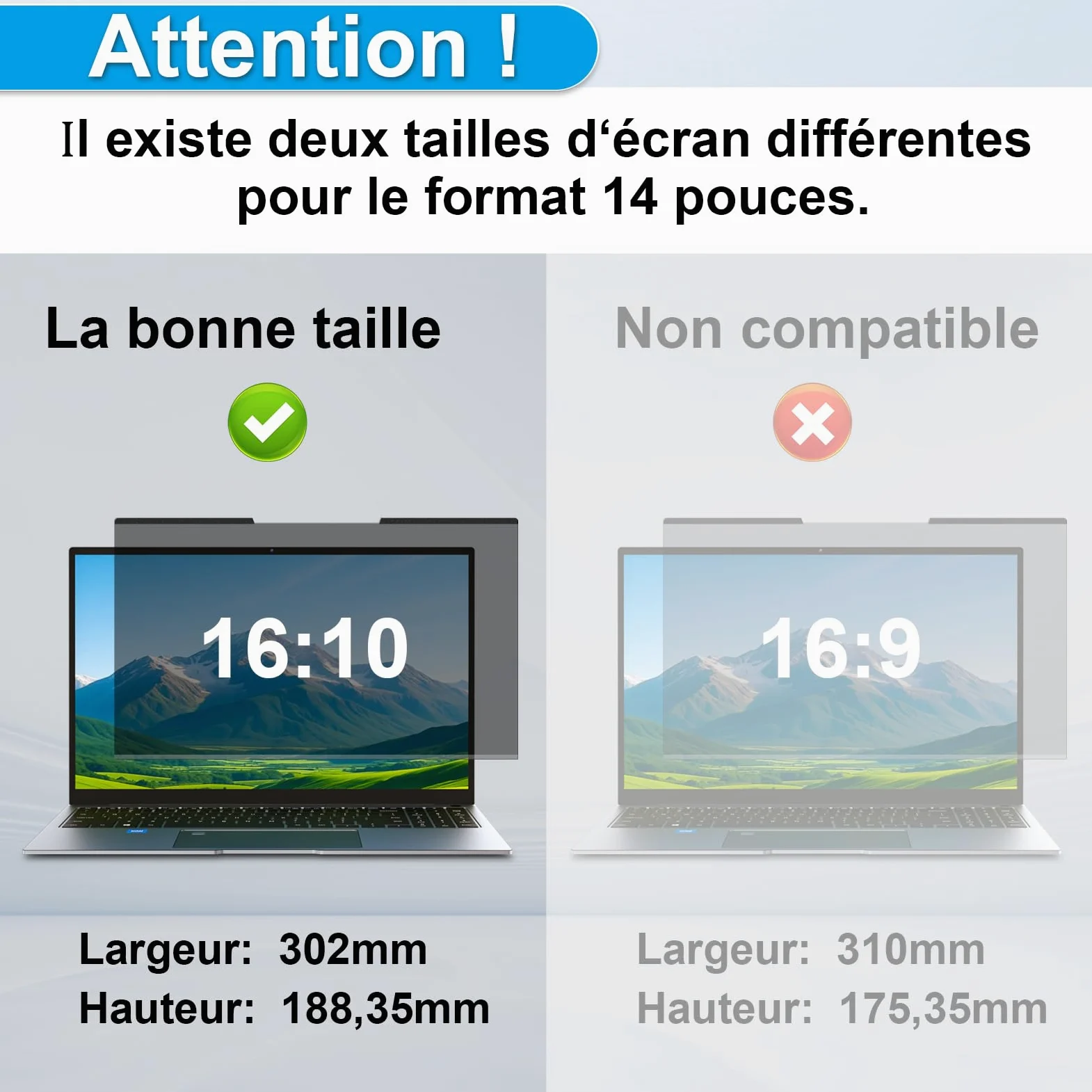 STARY Magnétique Filtre de Confidentialité pour Ordinateur Portable 14 Pouces 16:10 - Ecran Confidentialité Anti Espion,Anti-Lumière Bleu Laptop Privacy Screen Protector