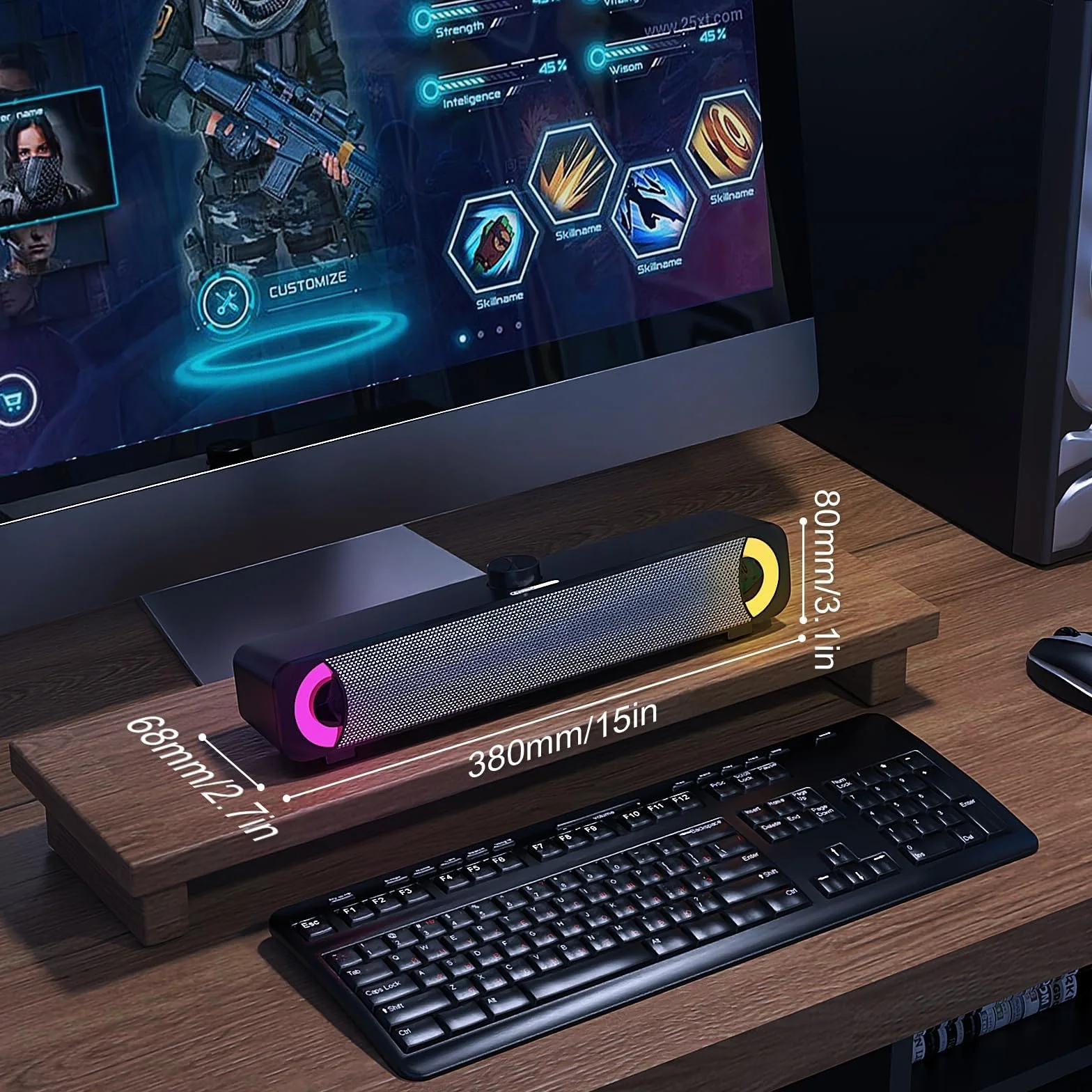 Haut-Parleur USB, Barre de Son HPYLIF H PC, Haut-Parleur de Jeu pour Ordinateur avec Son stéréo Surround, Filaire pour Ordinateur Portable, Ordinateur de Bureau