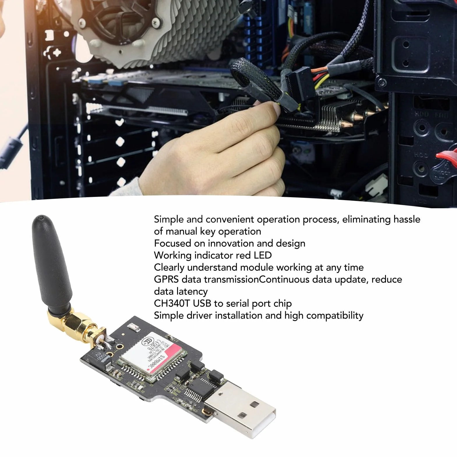 Module de Communication sans Fil USB GSM GPRS SIM800C avec Bluetooth, Transmission de Voix SMS et données, idéal pour projets IoT sans Fil