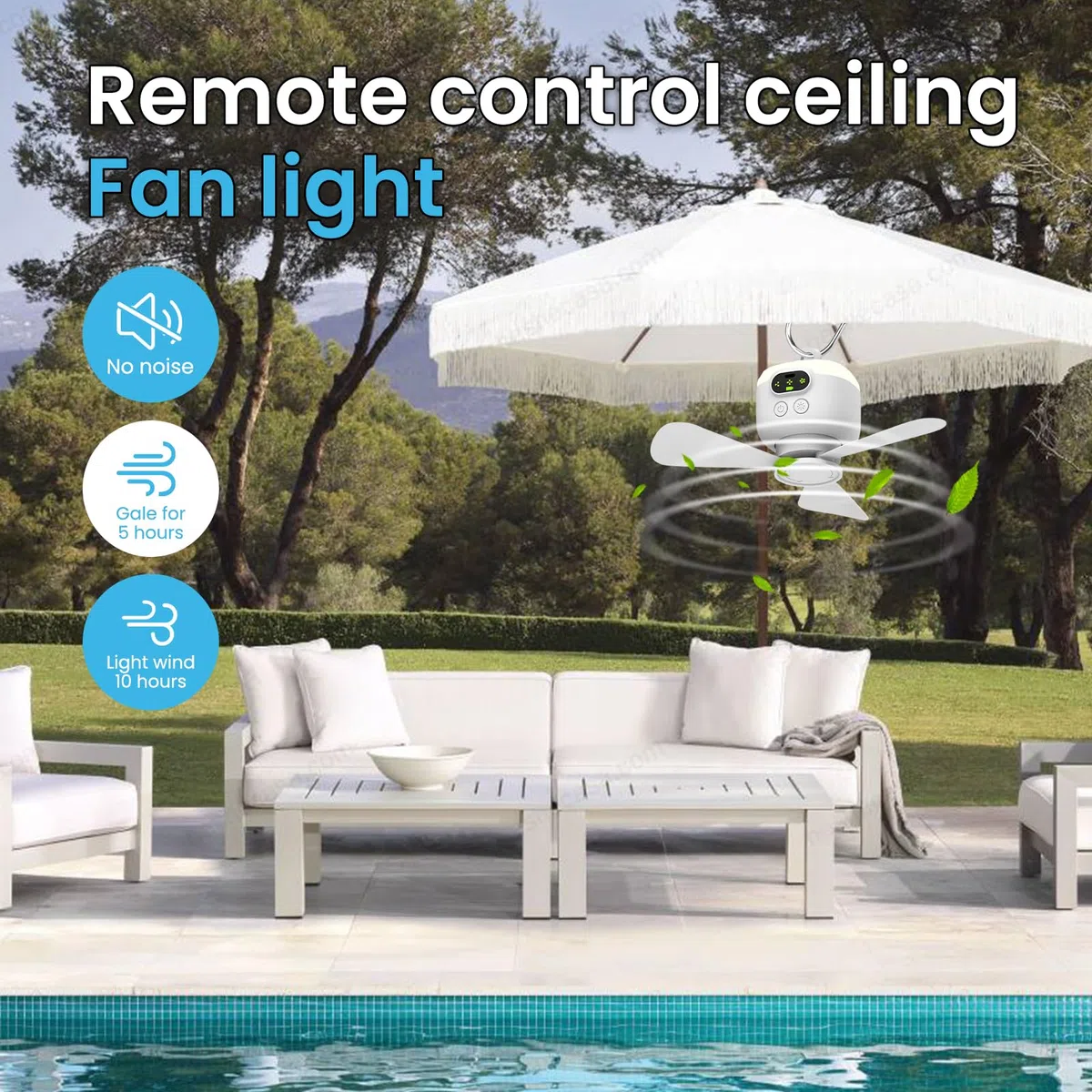 EagerMinds Lampe LED avec Ventilateur de Camping Rechargeable USB - 3 Vitesses - Pour la Pêche, la Randonnée, l'Extérieur