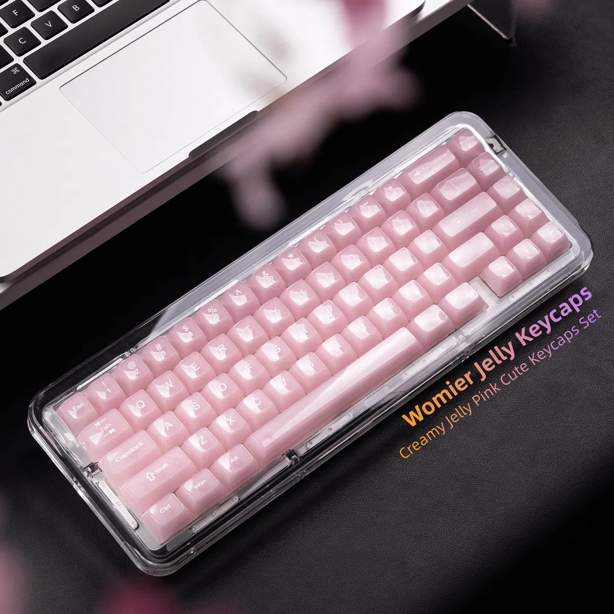 Womier Lot de Touches de Clavier Transparentes 60, 65, 75, 100%, gelée Transparente, Mignonnes et personnalisées pour claviers mécaniques Cherry MX, Kailh, Outemu, Gateron (Profil MDA)