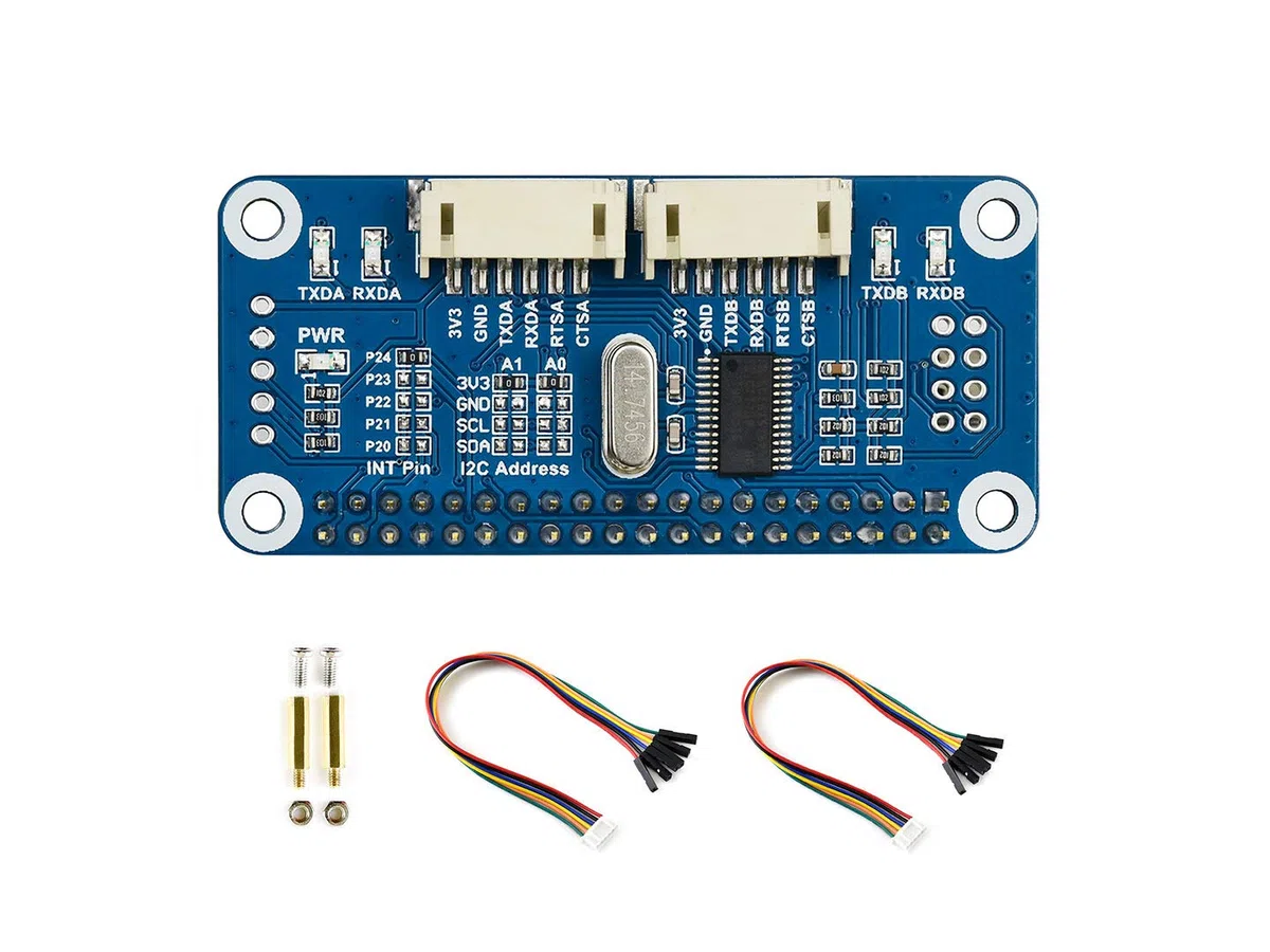 Waveshare Serial Expansion Board, Compatible with Raspberry Pi, with I2C Interface 2-CH UART and 8 GPIOs