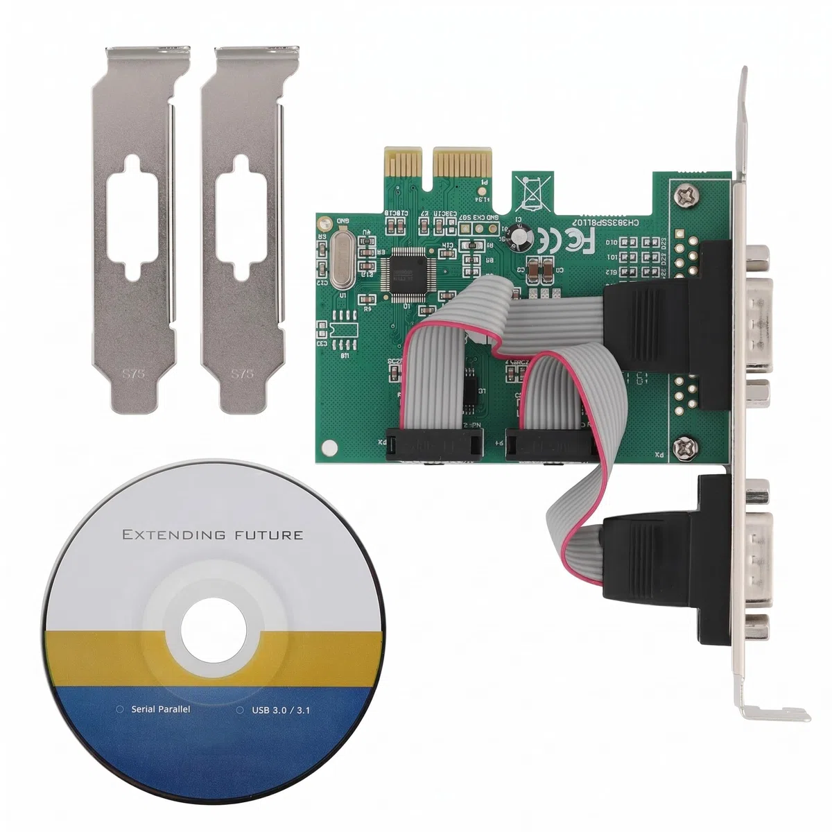 Carte PCI Express, 2 Ports RS-232 Port série COM vers PCI-E PCI Express Card Network Server Adapter for 98SE/ME/2000/XP/Vista 10 32, PCI-E PCI Express
