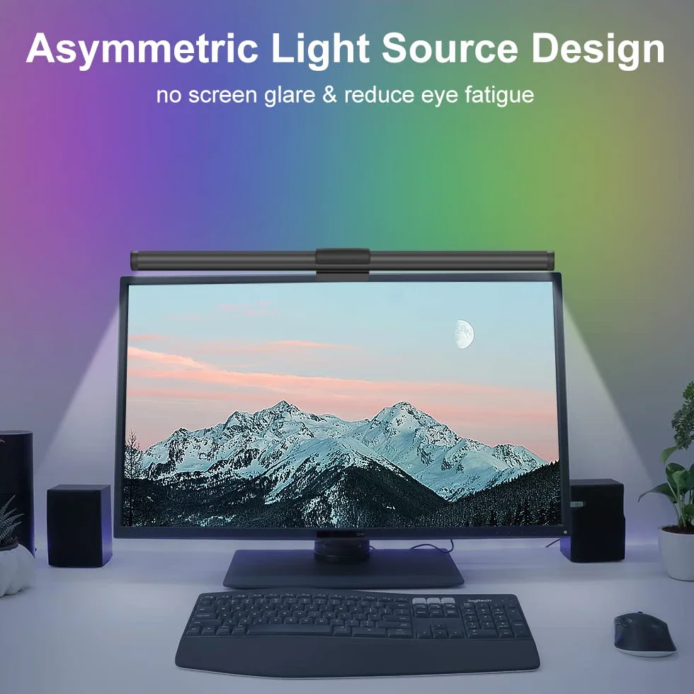 PC Moniteur USB Monitor Light Bar 44CM Contrôle Tactile Barre de Lampe de Moniteur Double Light avec Lumière de Couleurs Températures Soins Oculaires avec 3 modes d'éclairage pour Office Home Gaming