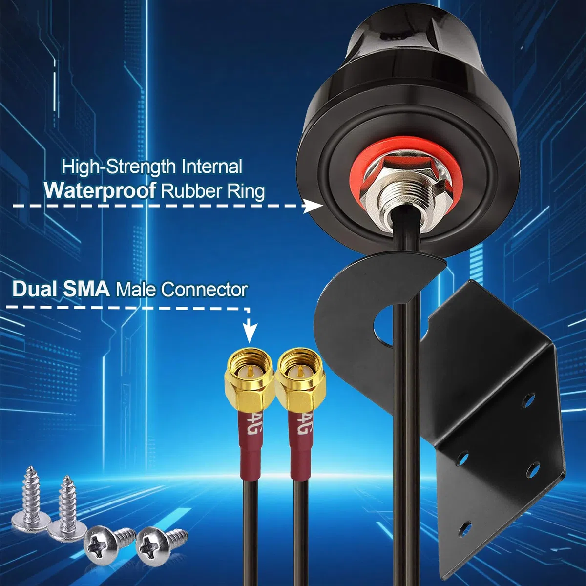 Bingfu Antenne 4G LTE Extérieur SMA Mâle 5dBi MIMO Support Fixe Étanche pour Orange SFR Bouygues Telecom Free Mobile Caméra de Sécurité Passerelle IoT Cellulaire Industriel Routeur CPE sans Fil 4G