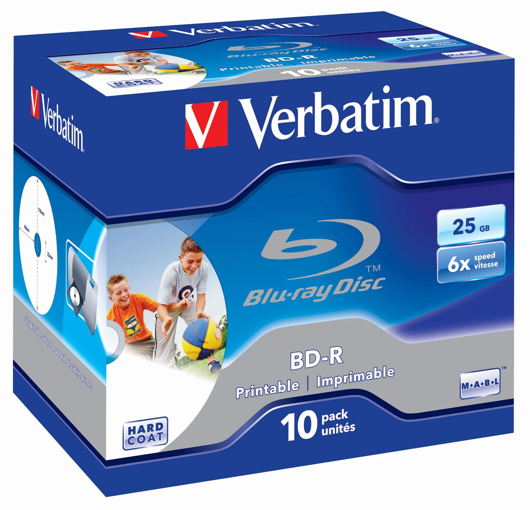 Verbatim 43713 BD-R couche unique 6X 25 Go Surface imprimable avec boîtier plastique de 10