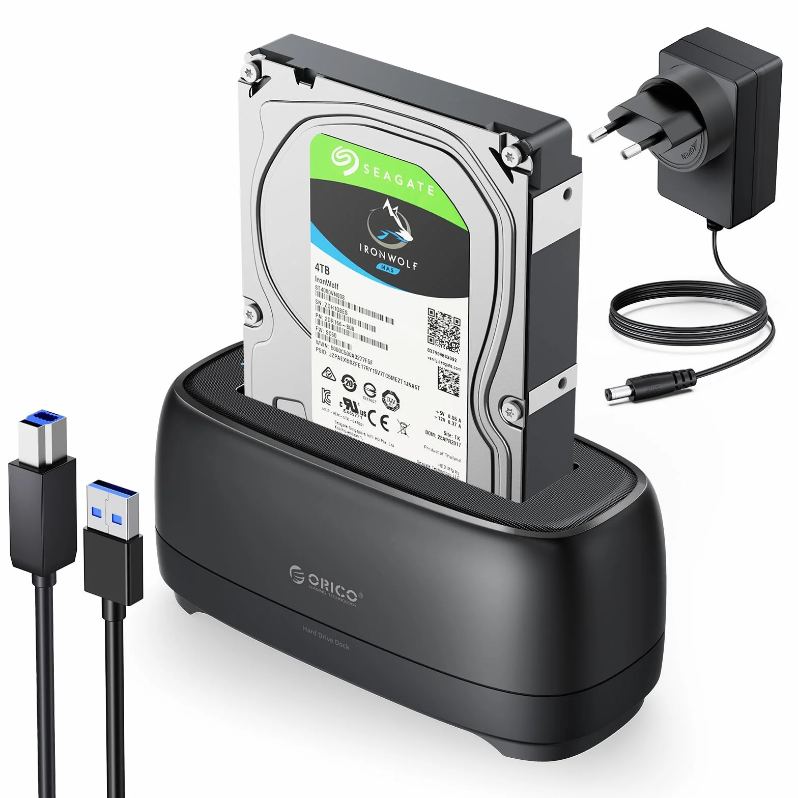 ORICO SATA SSD/HDD Dock pour Disque Dur, USB 3.0 Station d'accueil pour Dique Dur de 2,5 et 3,5 Pouces, Supporte UASP et Les disques de 20To(DD18U3)