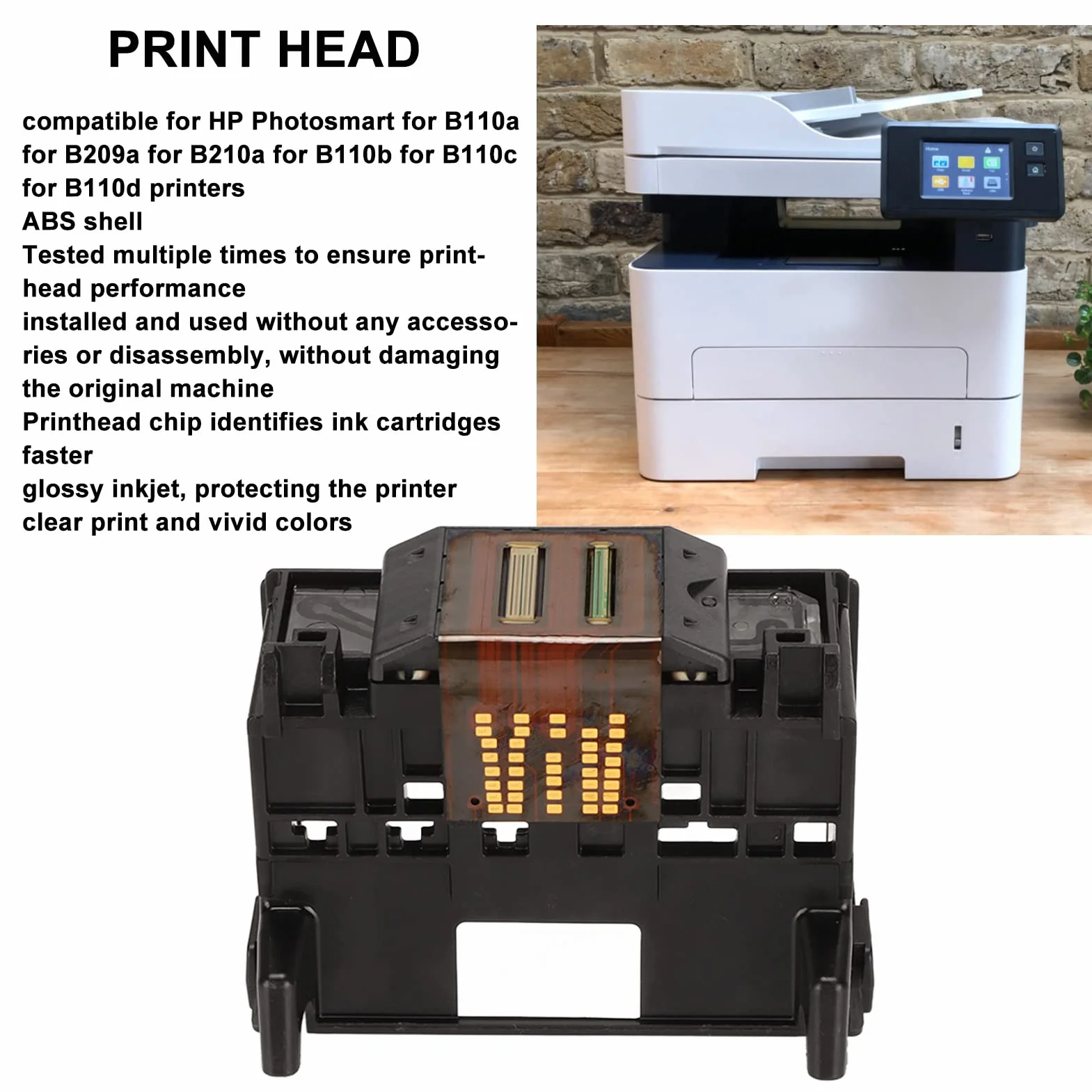 Ejoyous Tête d'impression, Tête d'impression de Remplacement pour Photosmart B110a B209a B210a B110b B110c B110d Imprimantes Tête d'impression D'imprimante