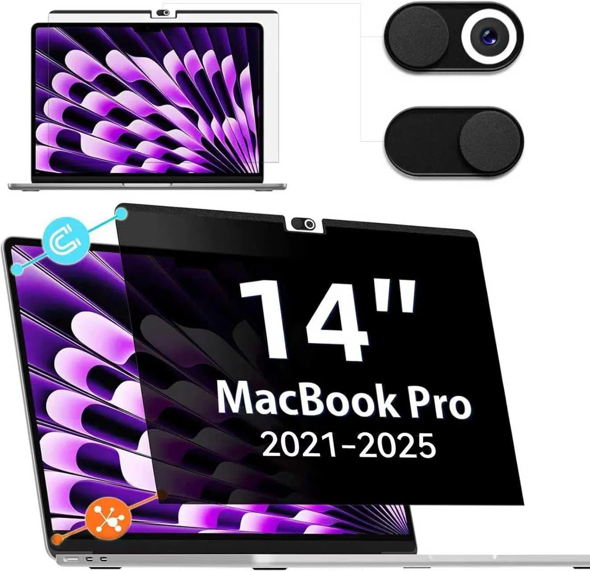 IPROKKO Filtre de Confidentialité Magnétique pour MacBook Pro 14 2026-2021 (M5/M4/M3/M2/M1), Filtres d'écran pour Ordinateur Portable Amovible, Anti-Lumière Bleu Ecran Confidentialité