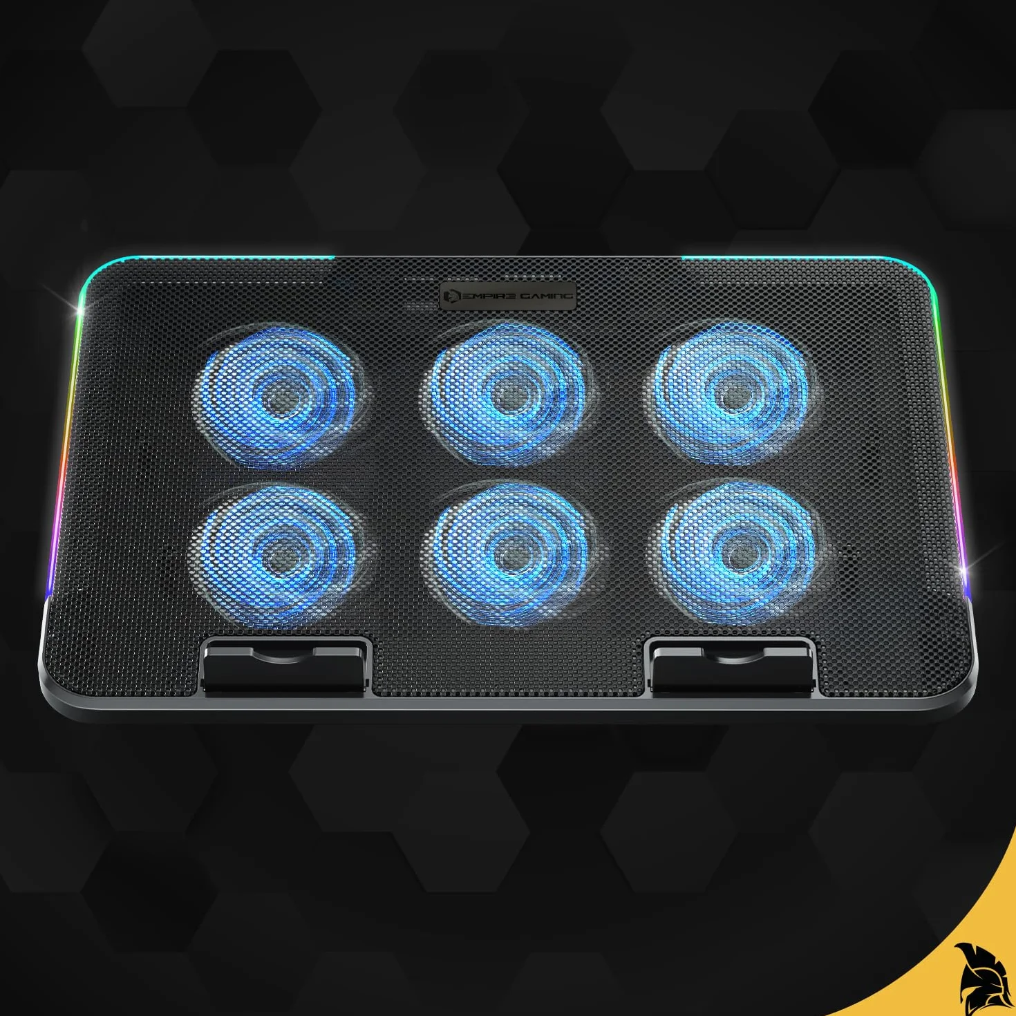 EMPIRE GAMING - Guardian C600 Refroidisseur PC Ordinateur Portable 12’’ à 15,6’’ - 6 Ventilateurs - Molette de Vitesse - 7 Modes RGB - 5 Hauteurs Réglables – Support Amovible