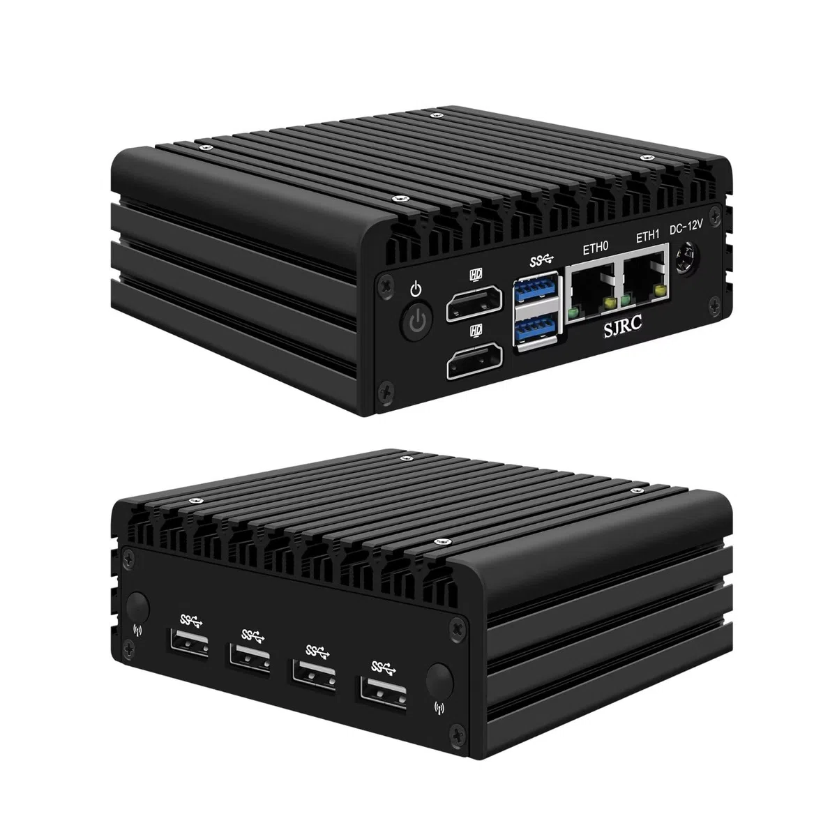SJRC X86 P6 Mini PC sans ventilateur N150, 2 ports i226-V 2,5GbE LAN Micro Firewall Appliance Dual 4K HD, PC compact Win 11 Pro, DDR5 16 Go RAM 512 Go SSD, USB 3.2, pour bureau à domicile