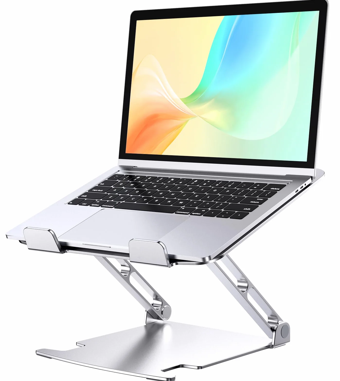 Glangeh Support Ordinateur Portable Aluminium, Refroidissement Support PC Portable Ventilé avec Double Axe Rotation Réglables Pliable Ergonomique, Compatible avec Tablette, MacBook Pro, Laptop 10"-16"