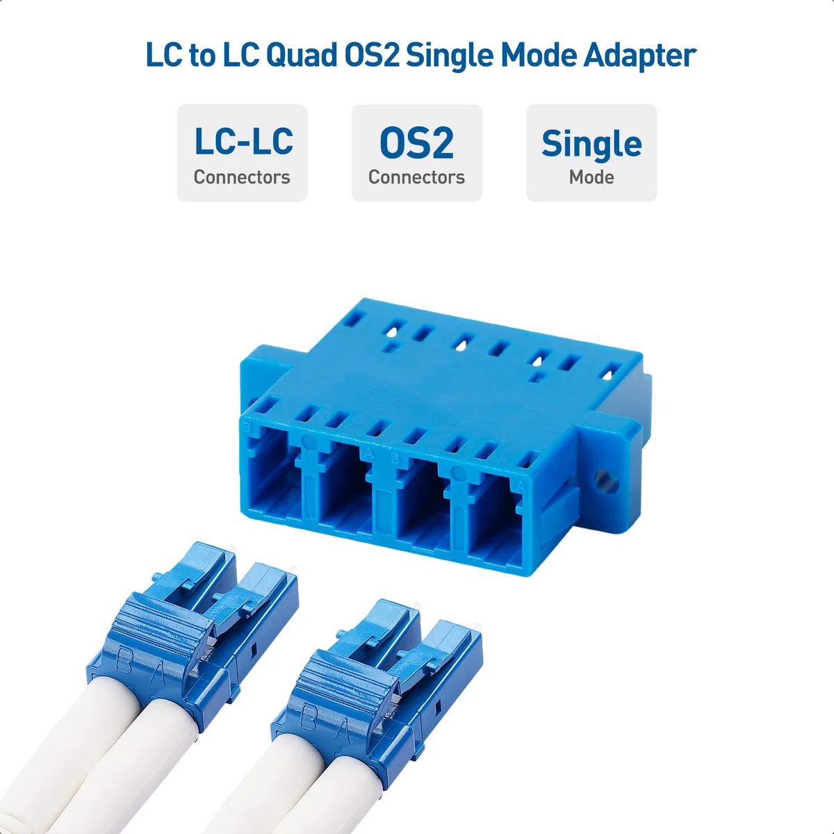 Cable Matters Lot de 6 adaptateurs fibre optique LC vers LC UPC Quad OS2, coupleur de fibre optique OS2 LC